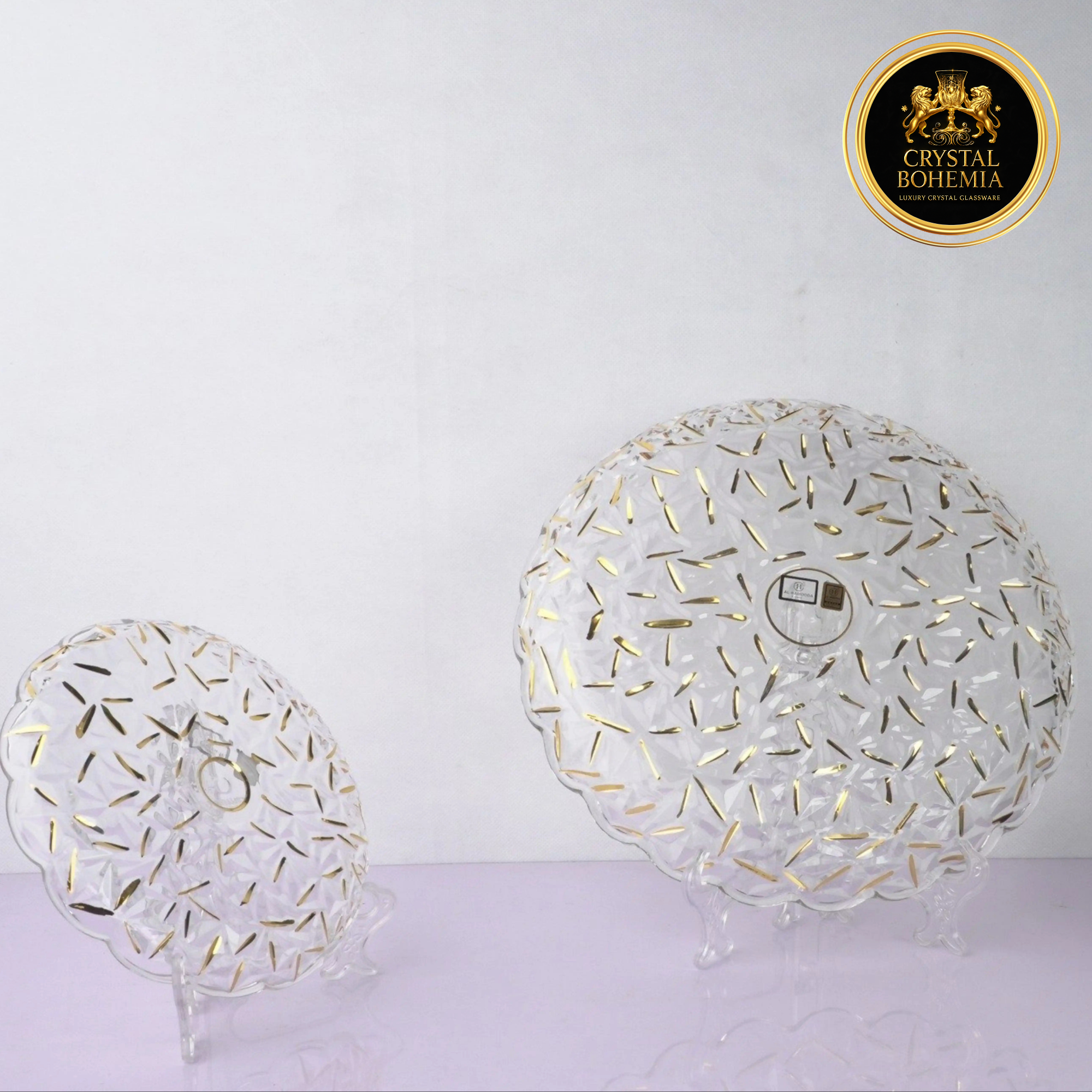 طقم ضيافة كريستال بوهيمي  بالذهب   (CB001034)