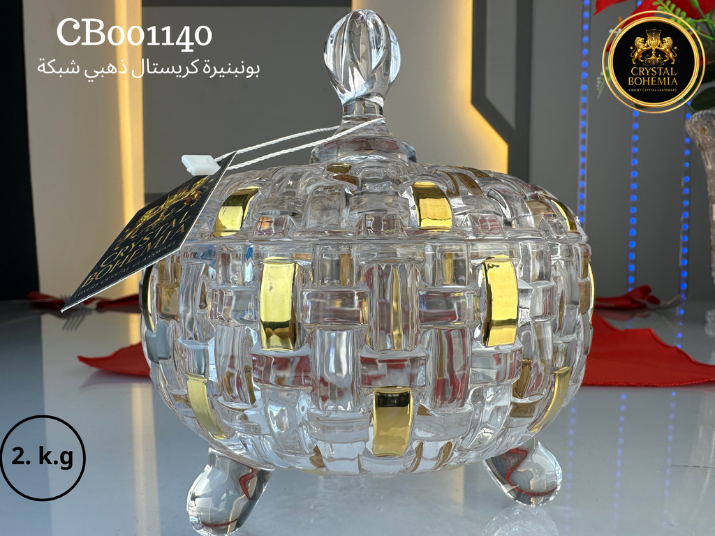 بونبونيرة كريستال للزينة شفاف ذهبي بتصميم أنيق