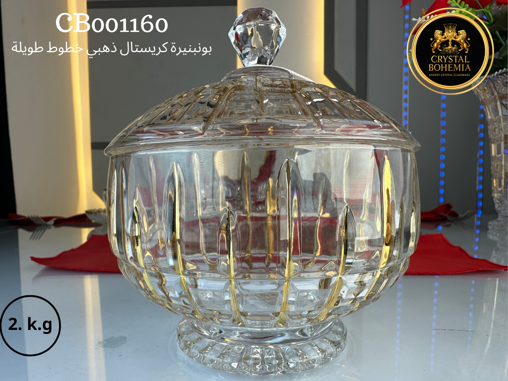 بونبونيرة كريستال ذهبي بخطوط طويلة كريستال بوهيمي