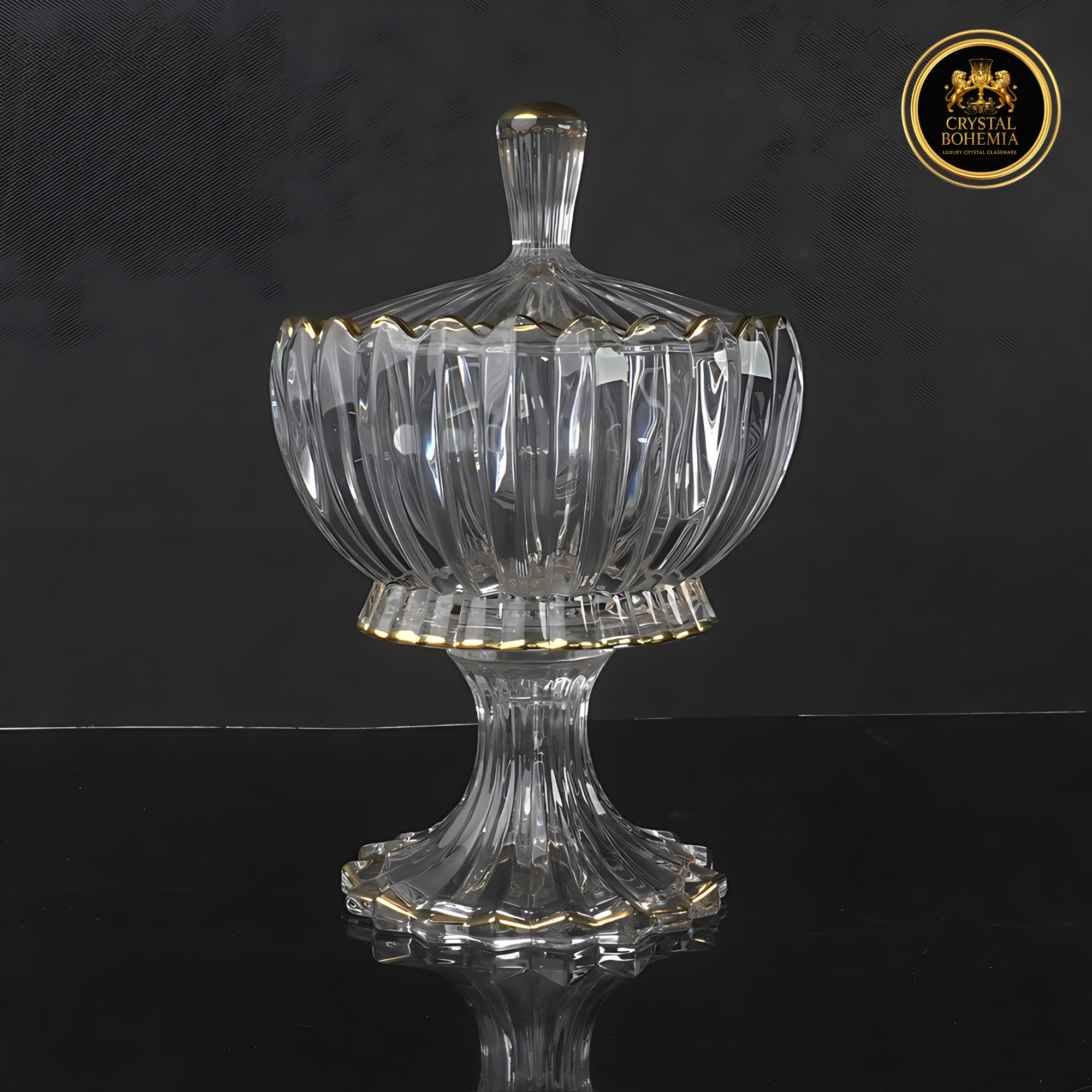 طقم كاسات كريستال بوهيمي فاخر 6 قطع - نقوش وزخرفة ذهبية (CB001002)