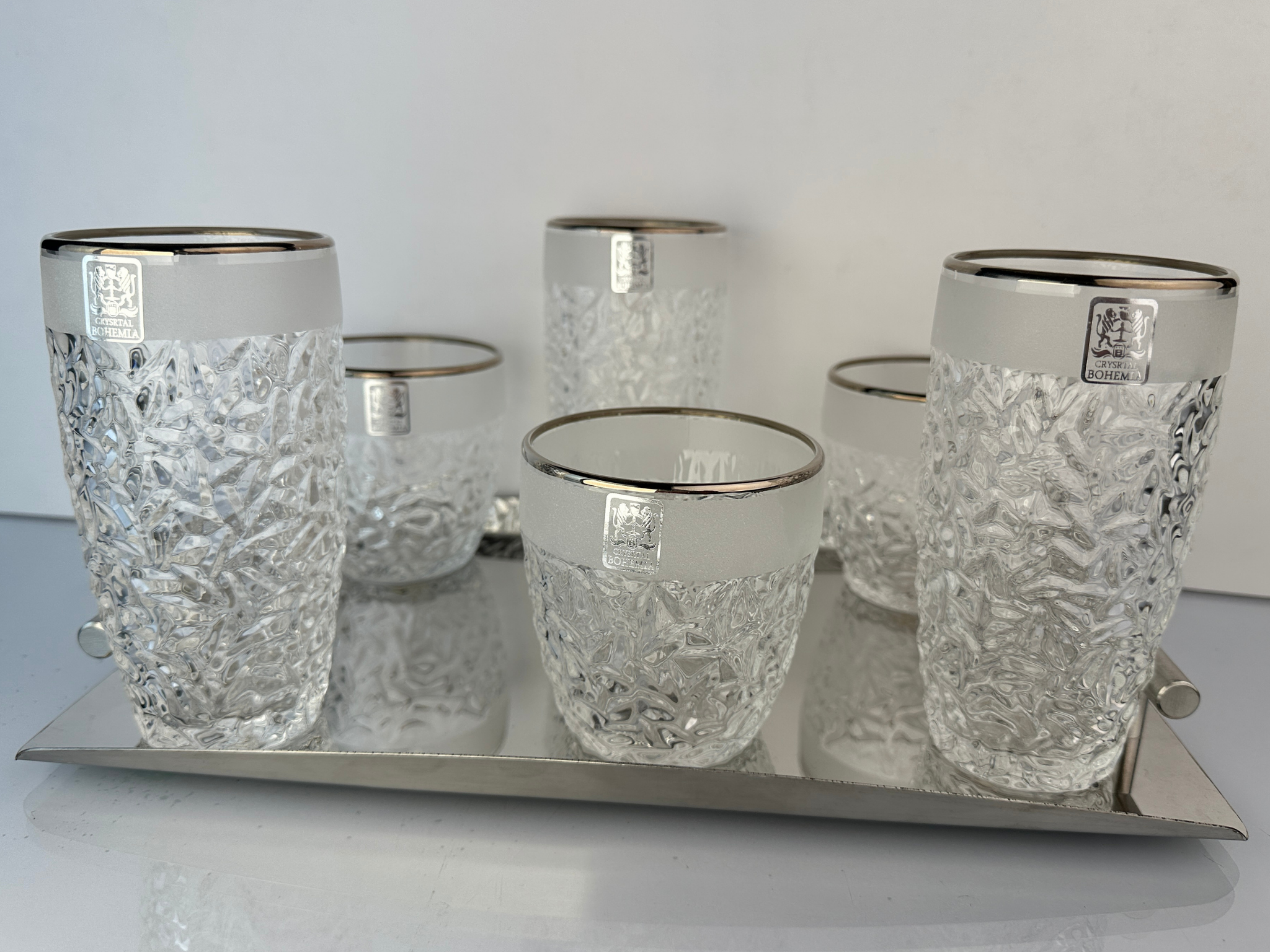 أطقم اكواب كريستال بوهيمي نيكوليت رمل بتشطيب فضي