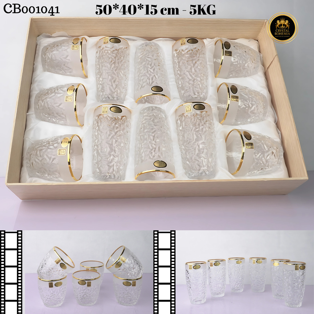 طقم كاسات كريستال مذهب 12 قطعه   (CB001041)