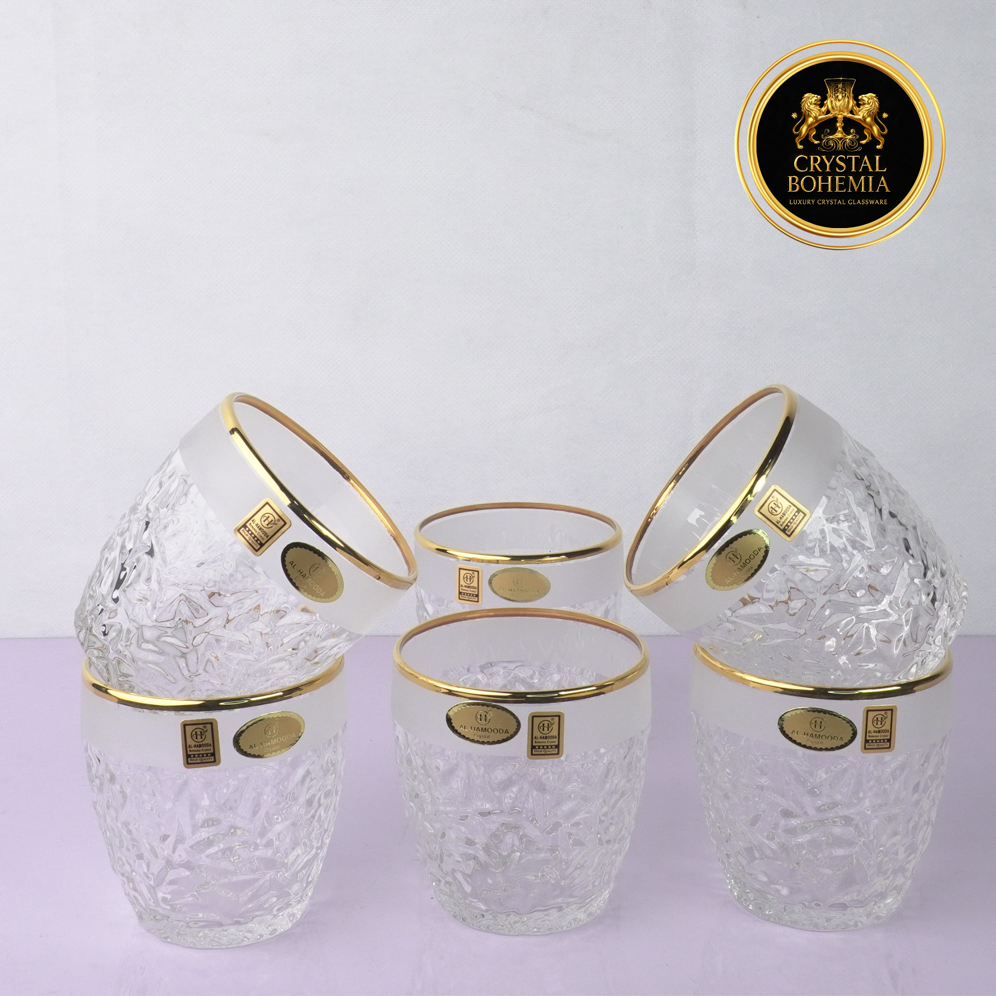 طقم كاسات كريستال مذهب 12 قطعه   (CB001041)