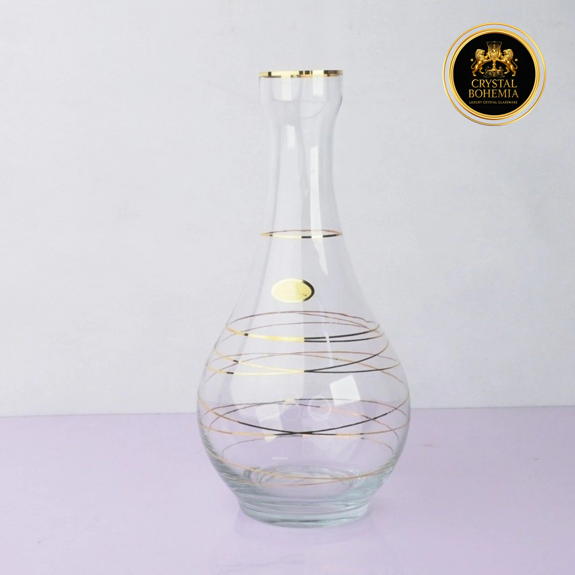 طقم كاسات كريستال وقارورة مذهب (CB001044)