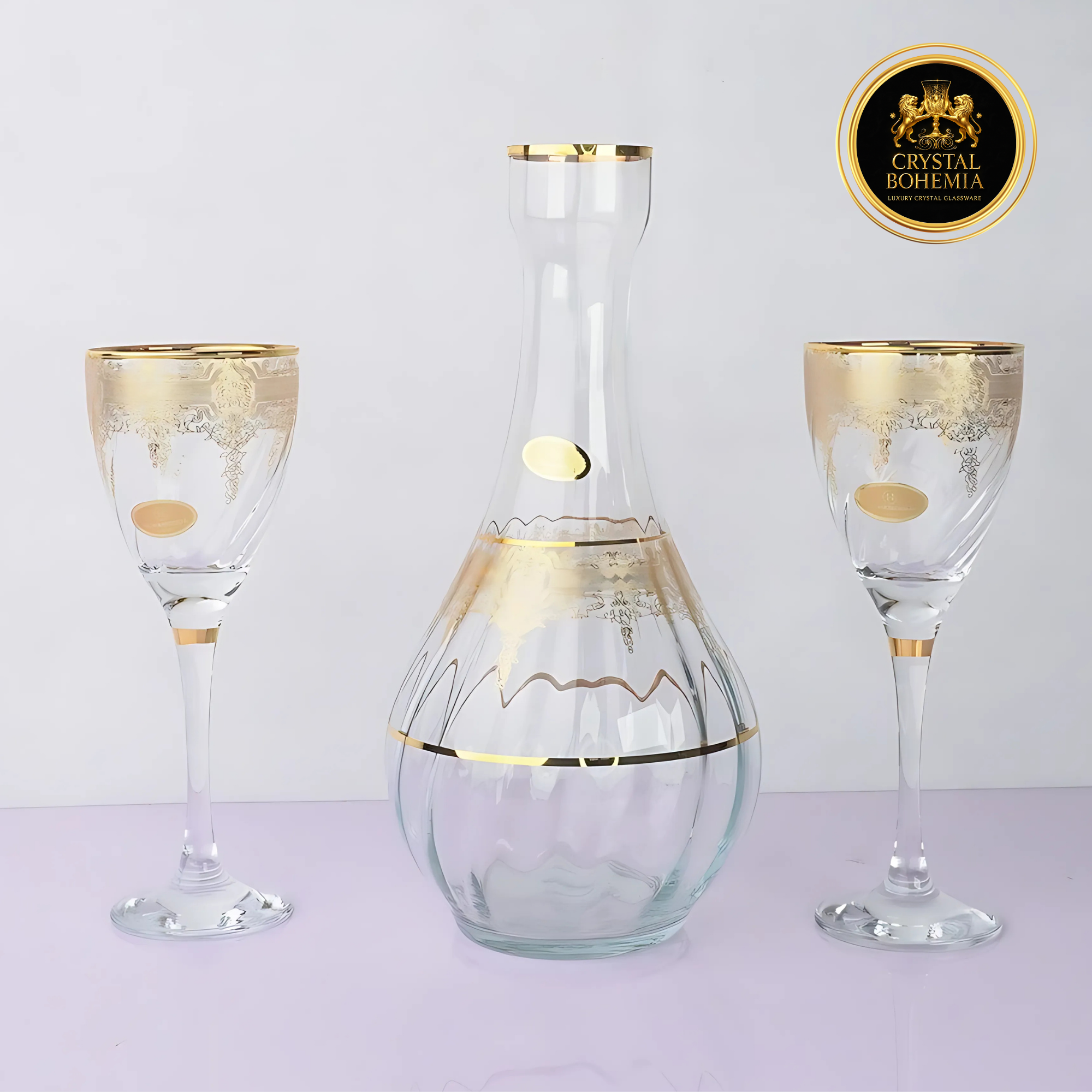 طقم كاسات كريستال تركي مذهب للضيافة (CB001045)