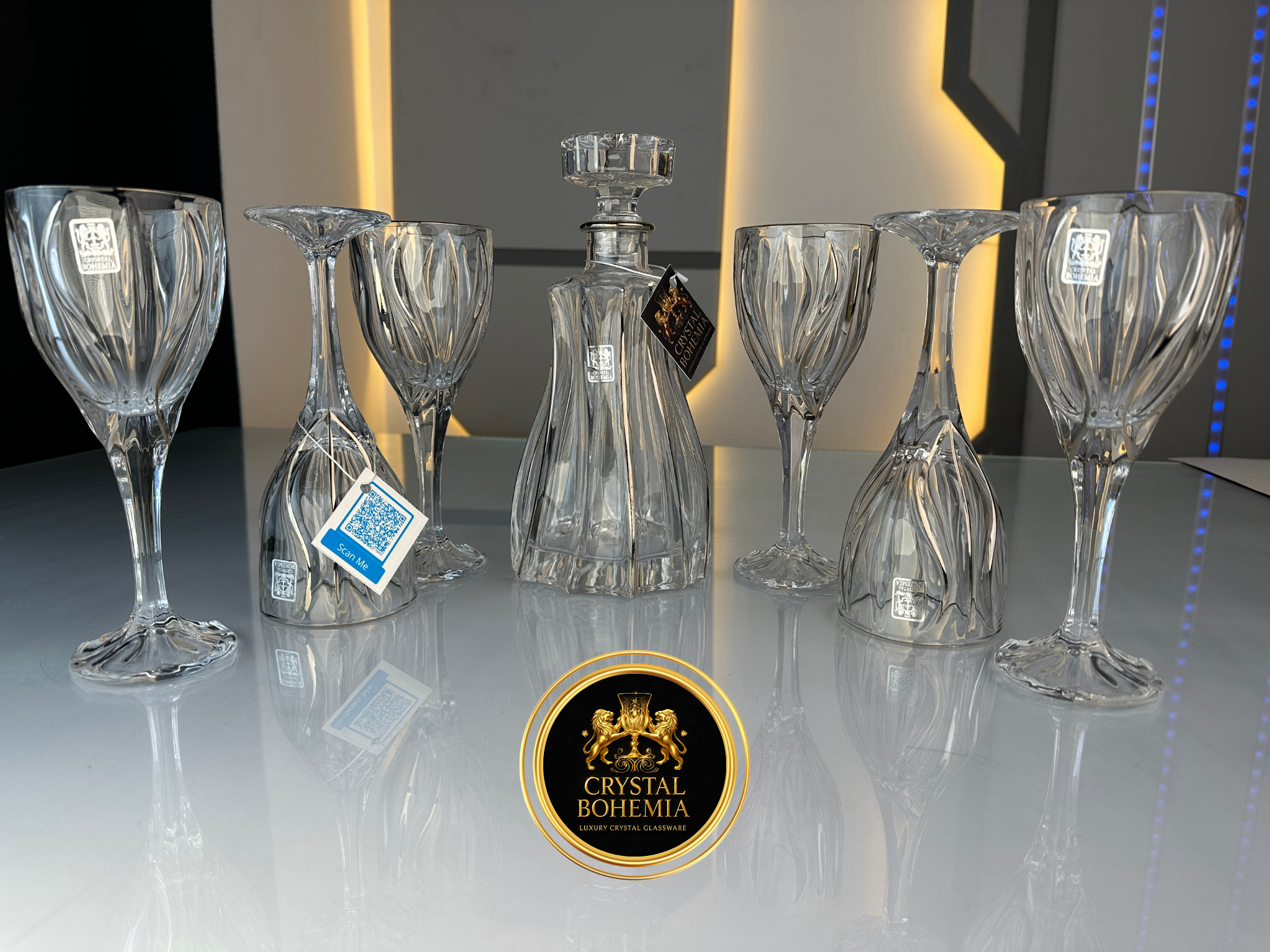 شربات كريستال بوهيمي فضي مناسب لتنسيق النيش وجهاز العروسة