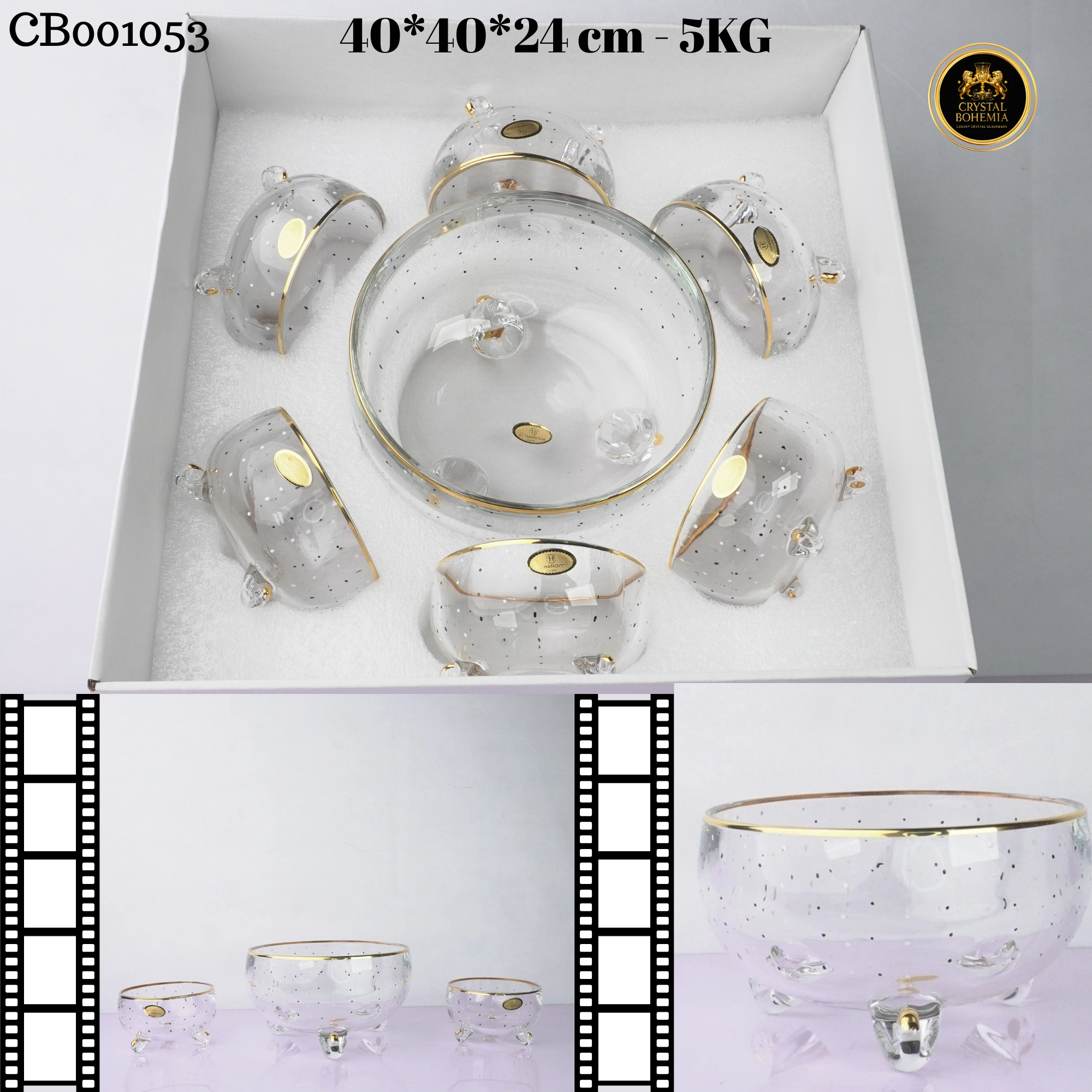 طقم خشاف كريستال بوهيمي أصلي 7 قطع CB001053