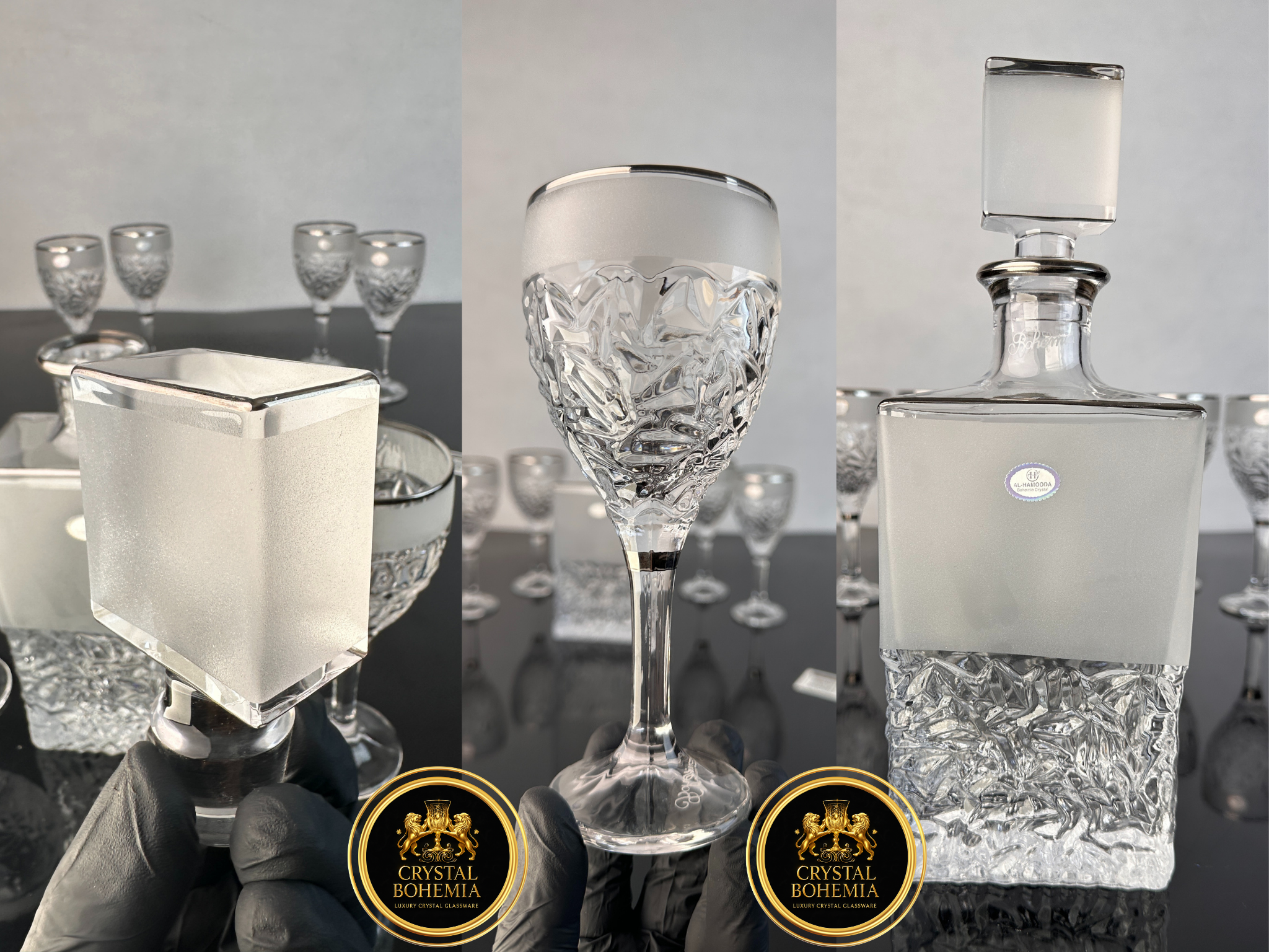 طقم شربات نيكولت قاروره مسح  كريستال بوهيمي