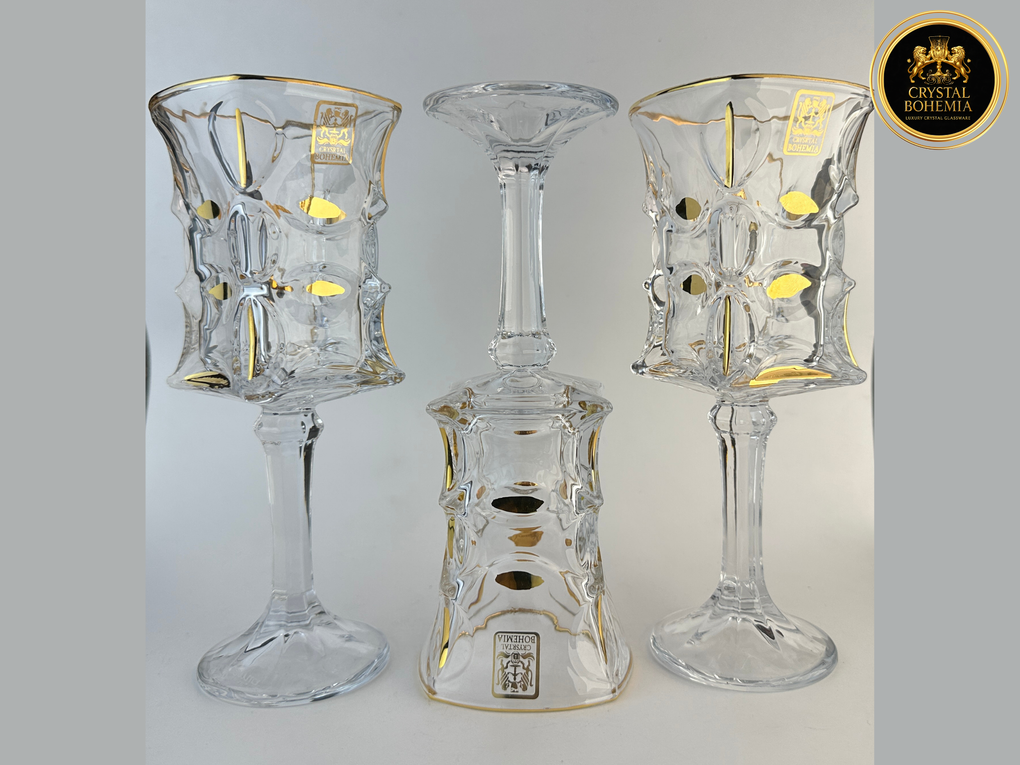 طقم كاسات لينز كريستال بوهيمي بتصميم أنيق