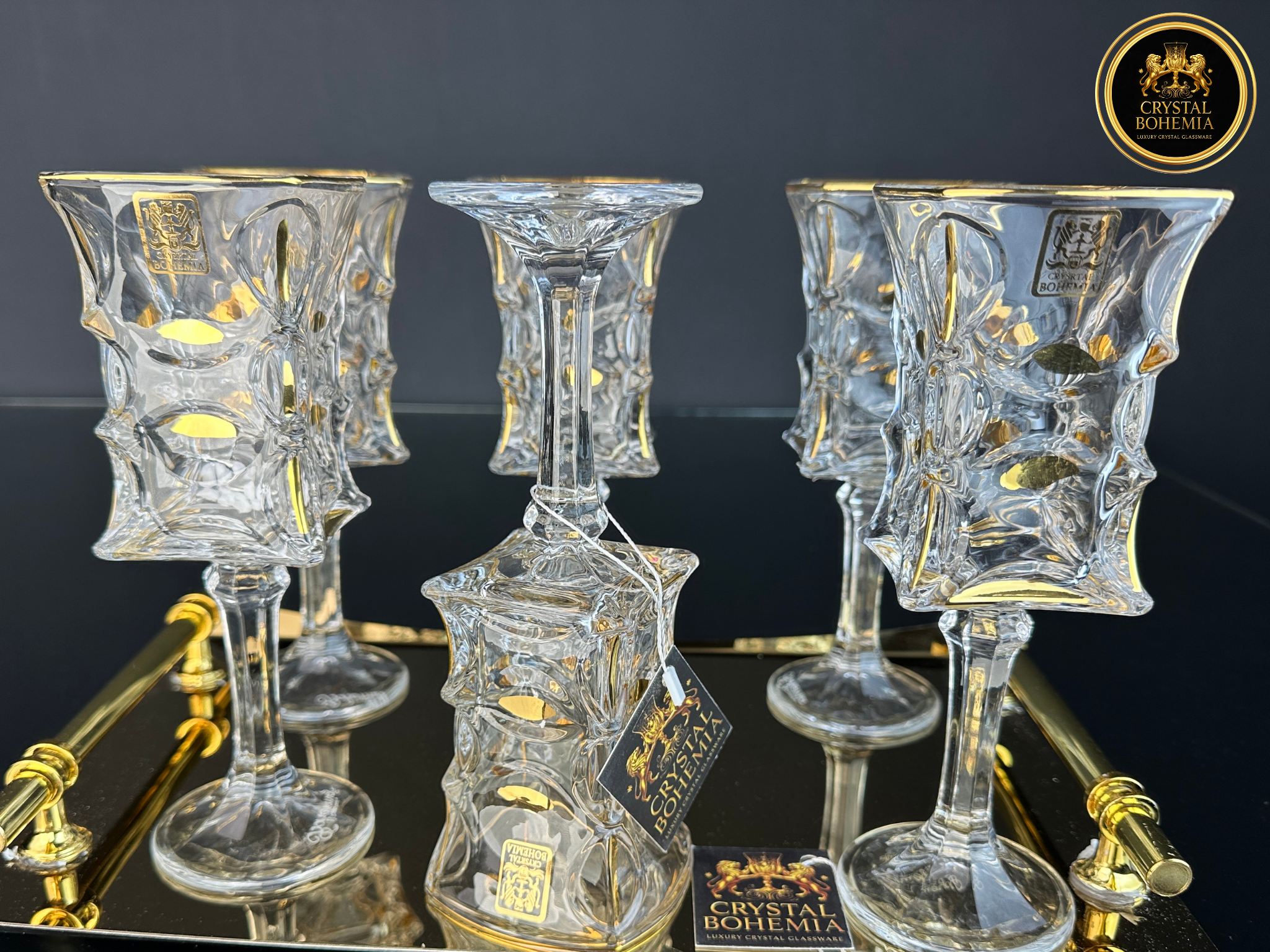 أطقم كاسات كريستال بوهيمي لينز للتقديم الراقي