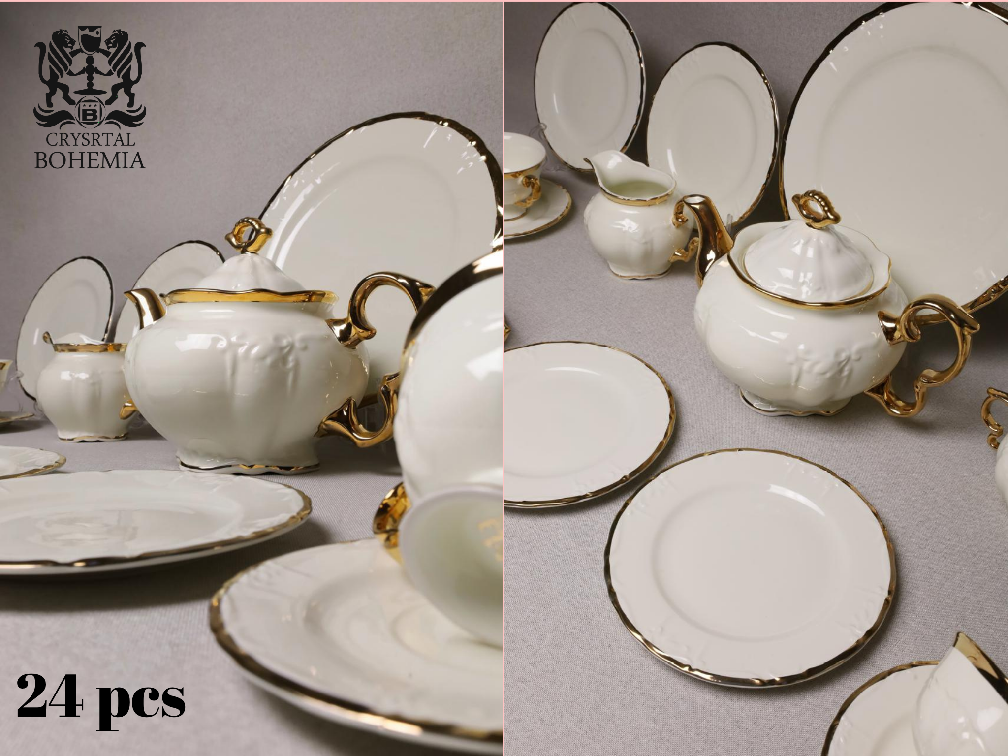 طقم شاي وجاتوه اوف وايت بحواف ذهبية
