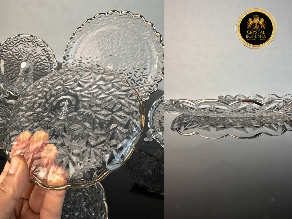 أطباق جاتوه كريستال بوهيمي - فضي 