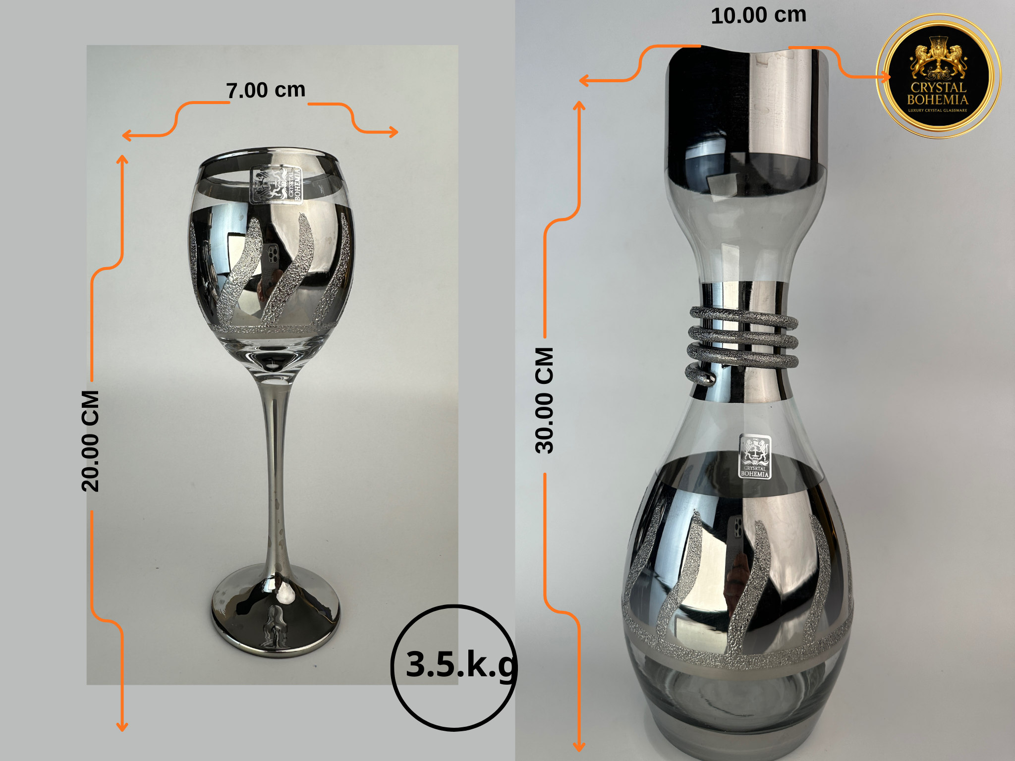 مقاس طقم شربات كريستال بلاتينيوم