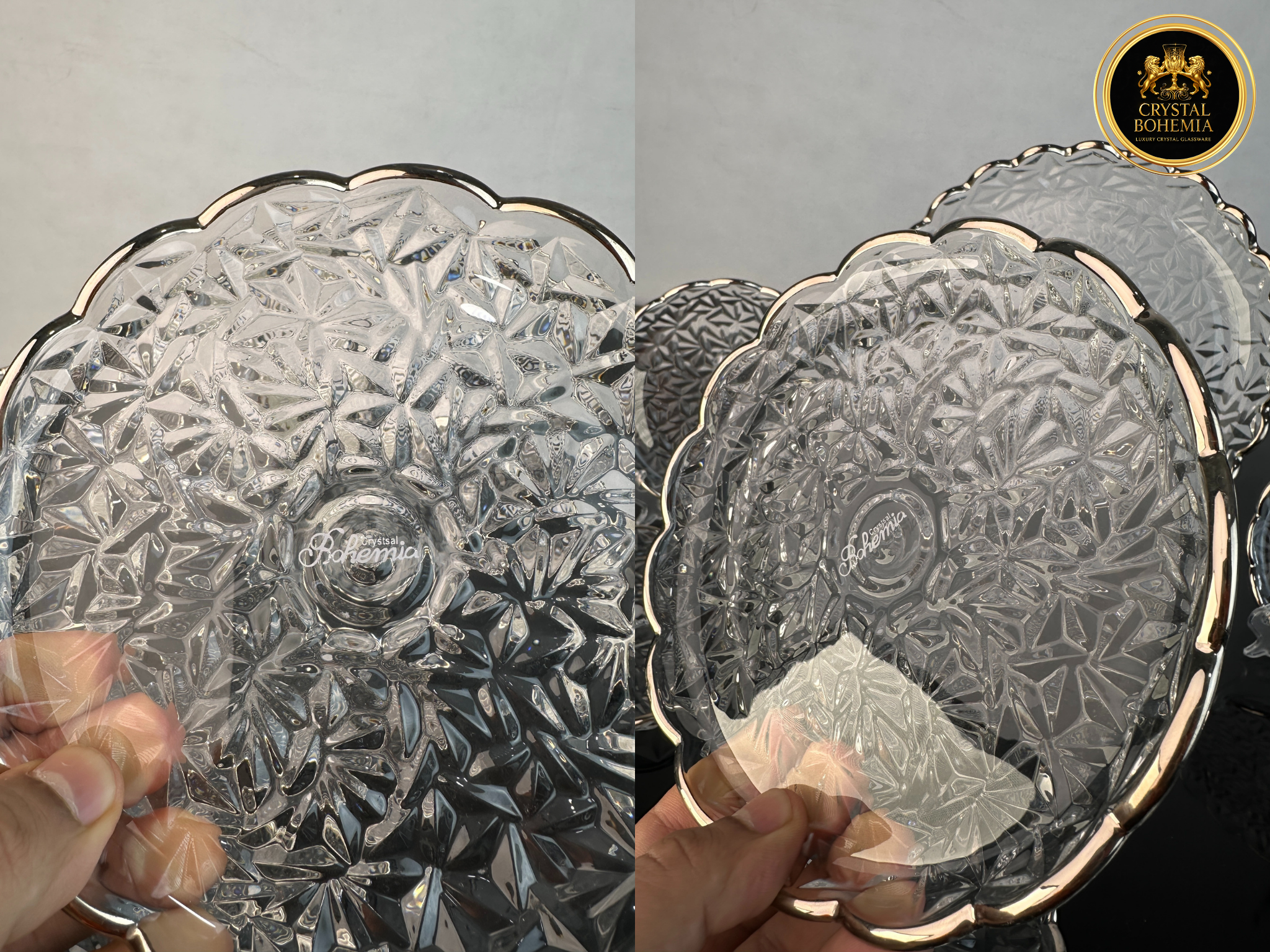 أطباق جاتوه كريستال بوهيمي - فضي 