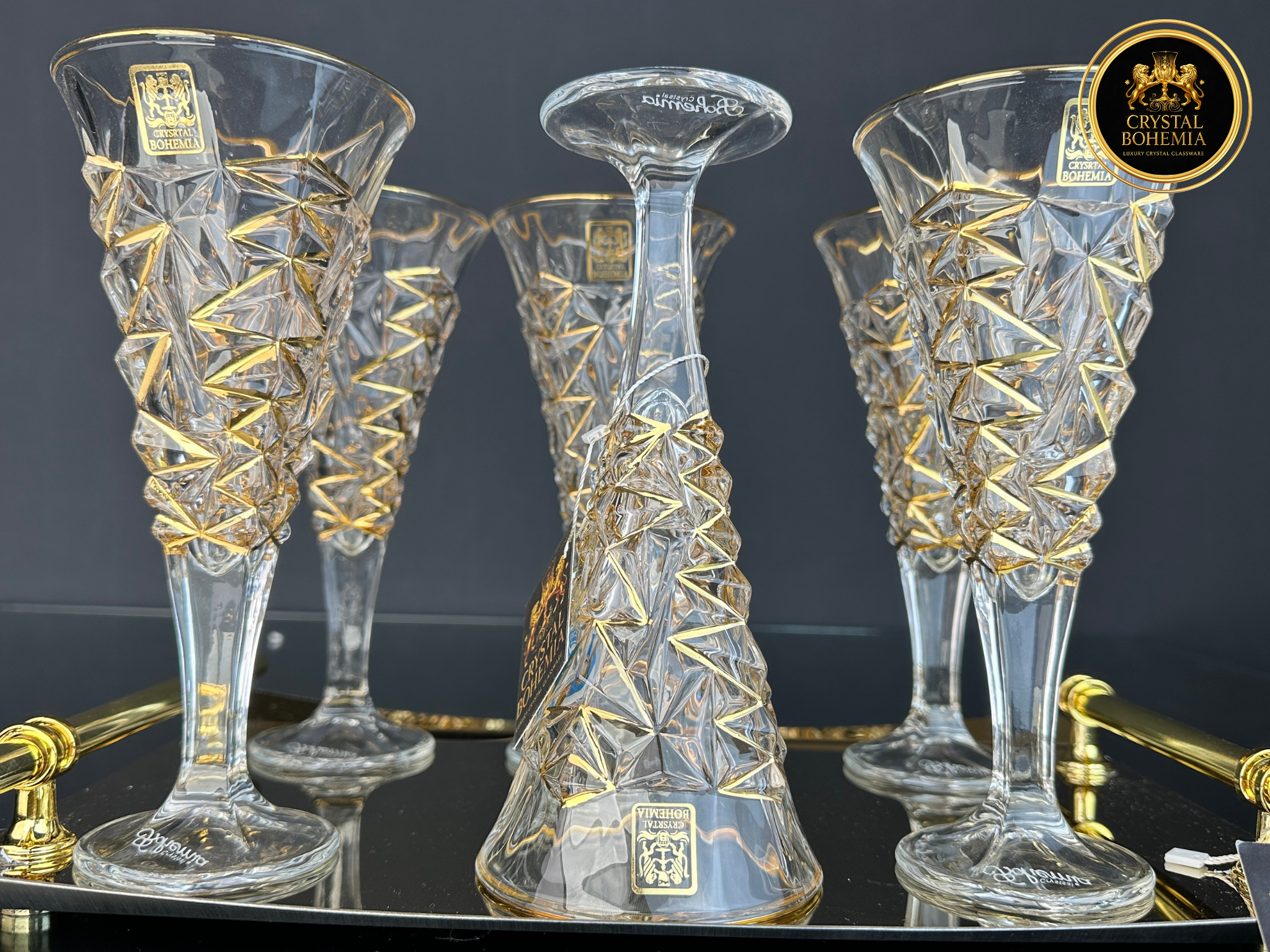 أطقم كاسات كريستال بوهيمي لارا للتقديم الراقي