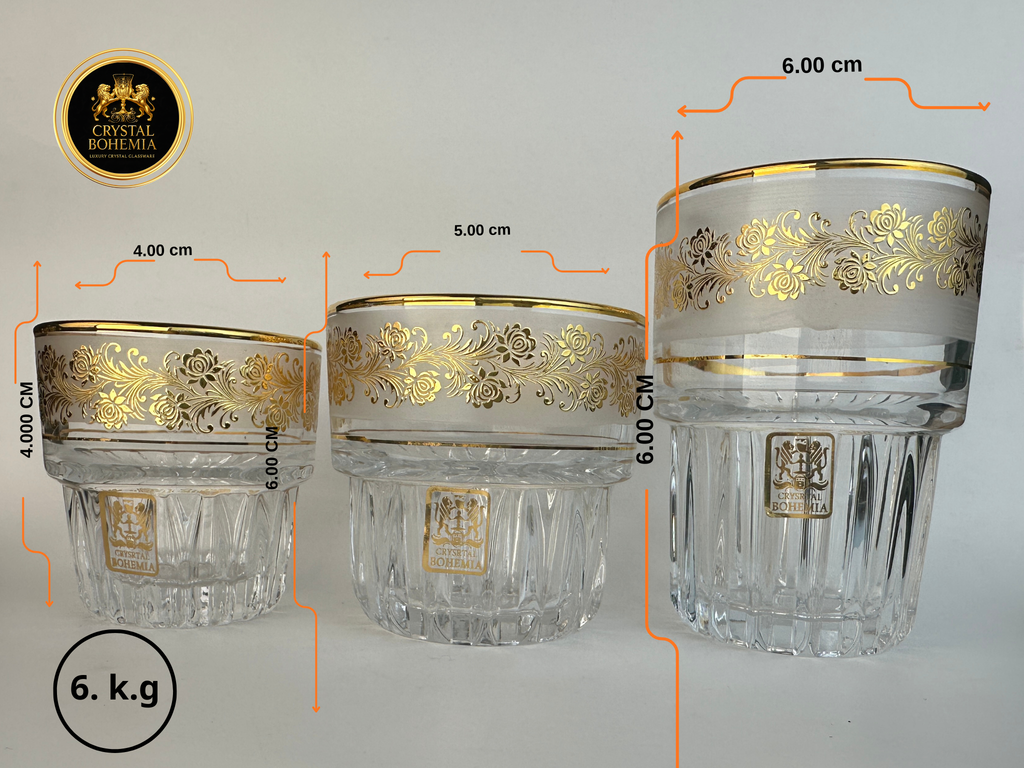 مقاس أطقم كاسات كريستال بوهيمي صنفرة ديكاله 18 قطعة