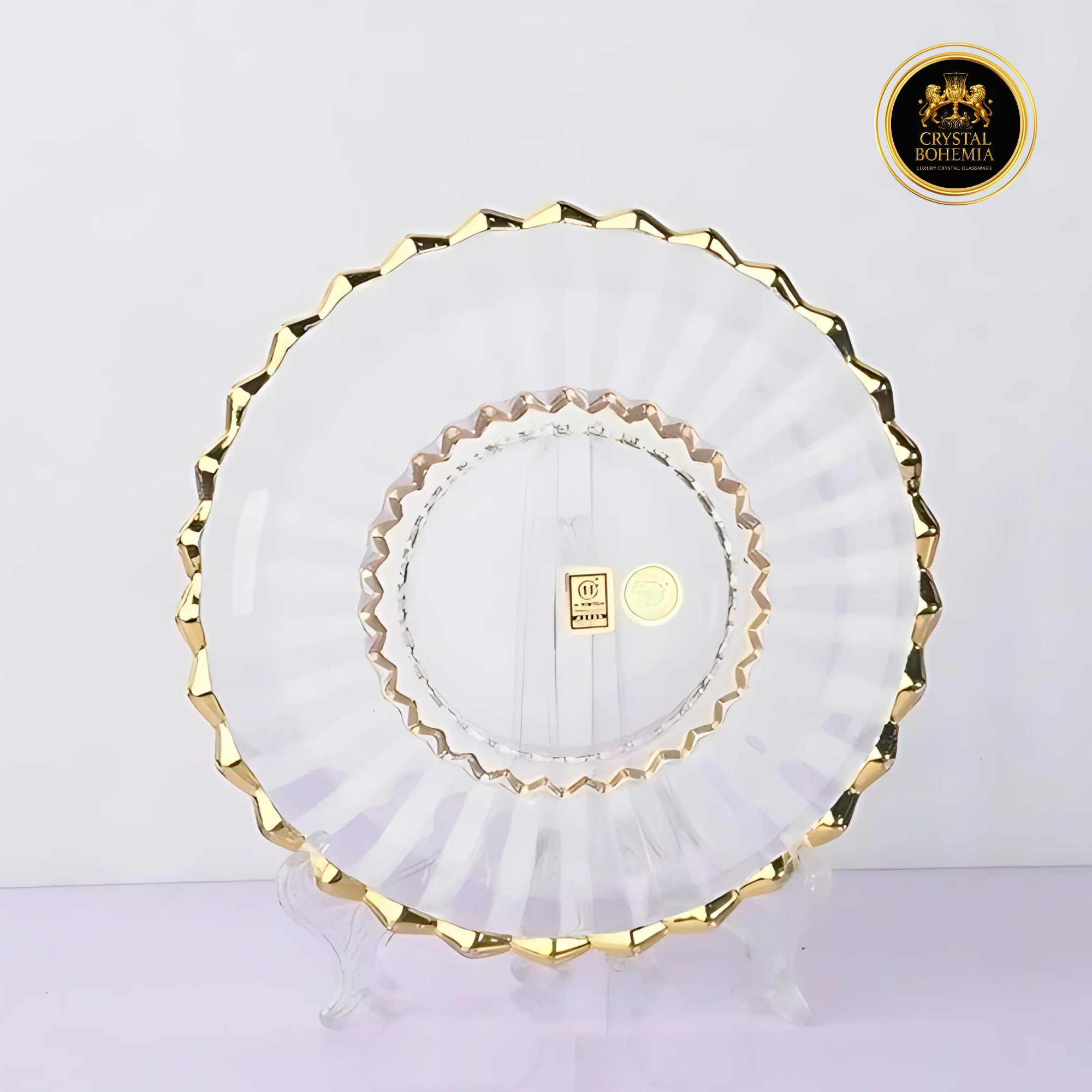 طقم تقديم جاتوه كريستال بوهيمي بحواف مذهبة CB001061