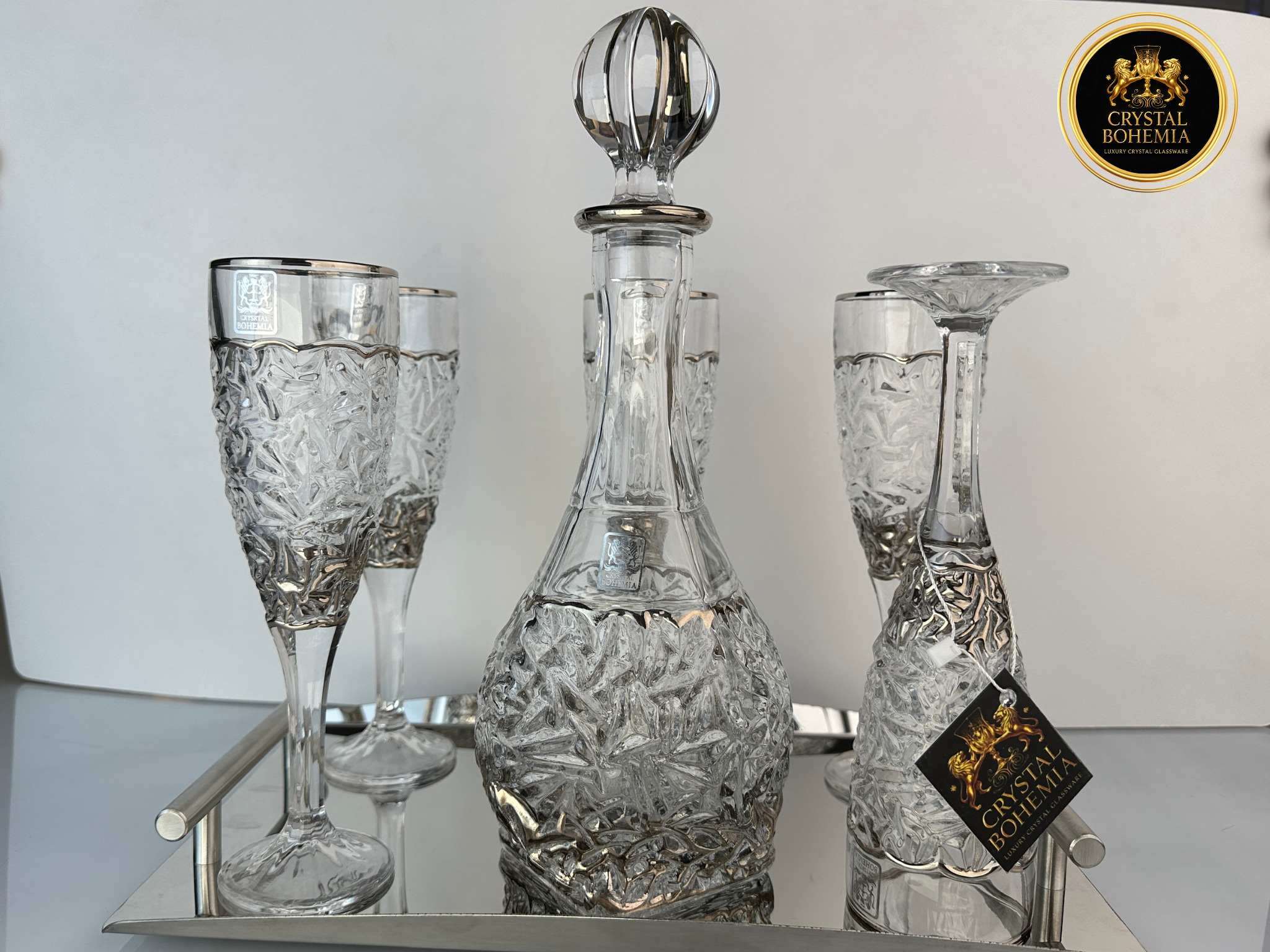 طقم شربات كريستال بوهيمي نوكليت طويل للتقديم الراقي