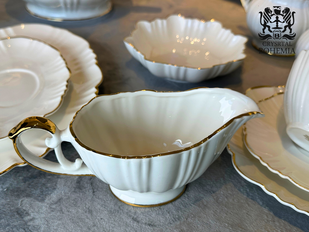 Thai porcelain dinner set Elegant 62 pcs gold accents