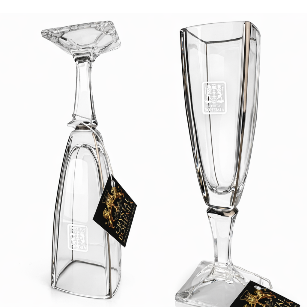 طقم كاسات مضلع كريستال