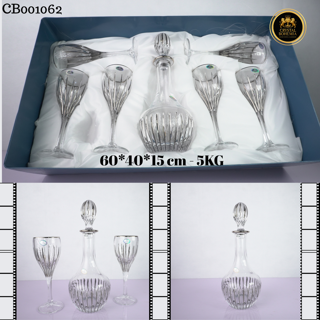 طقم كاسات كريستال بوهيمي أصلي 7 قطع CB001062