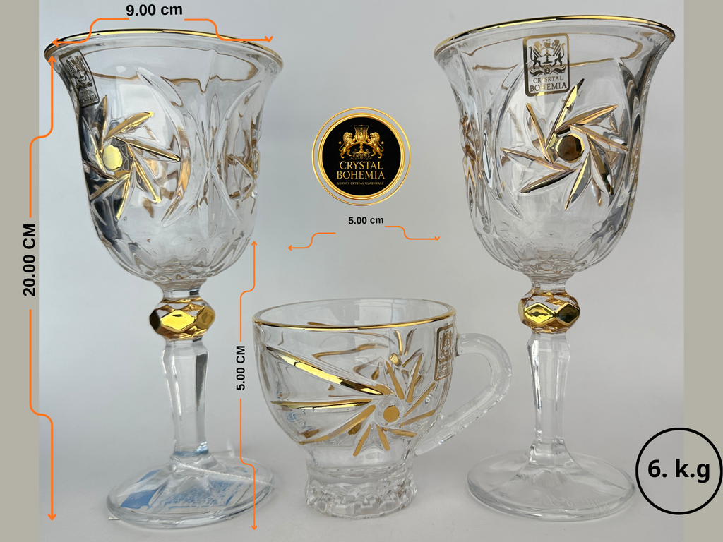 مقاس طقم 12 قطعة كريستال بوهيمي مناسب لتنسيق النيش وجهاز العروسة