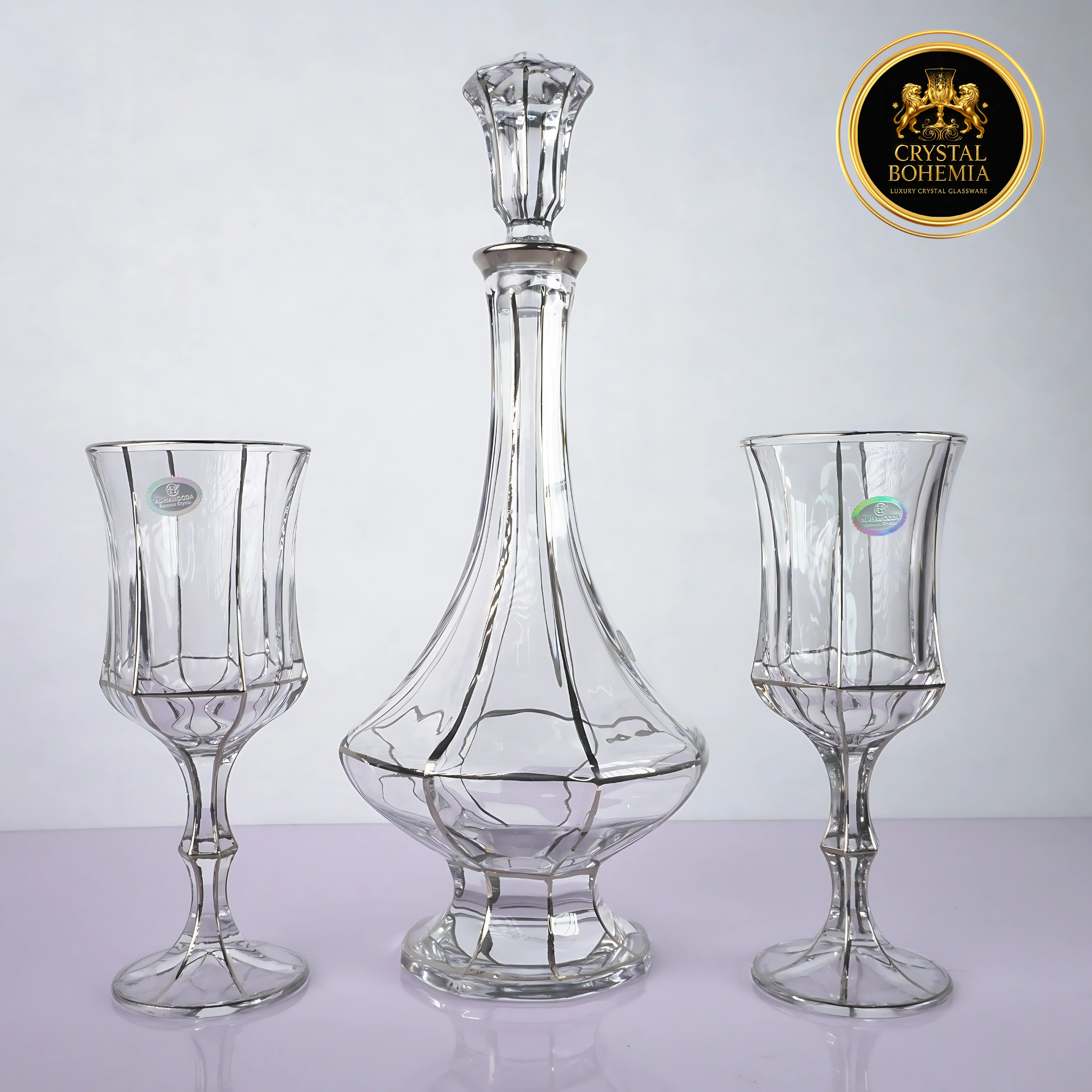 طقم كاسات كريستال بوهيمي كبير الحجم 7 قطع CB001064