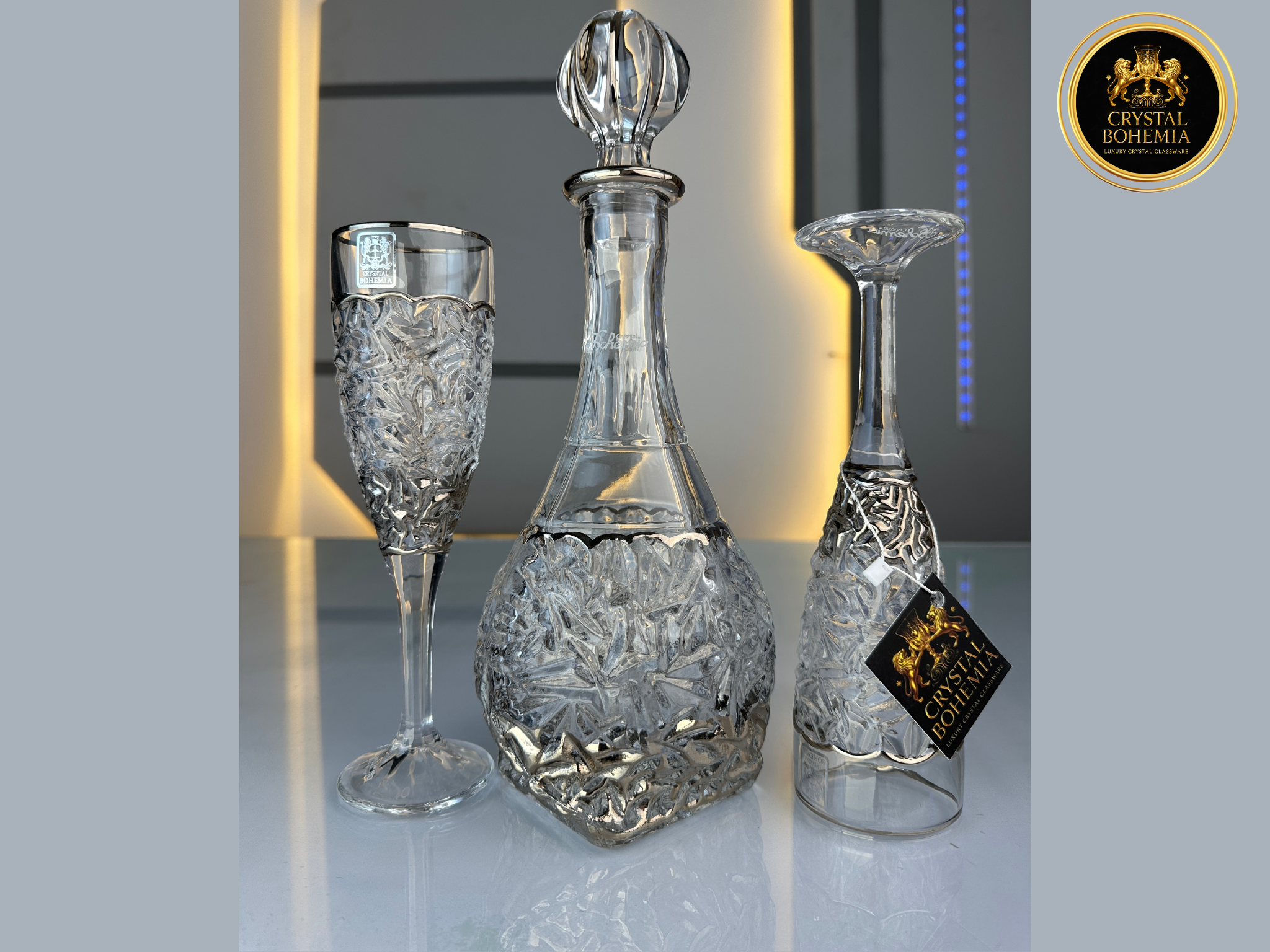 شربات كريستال بوهيمي طويل مناسب لتنسيق النيش وجهاز العروسة