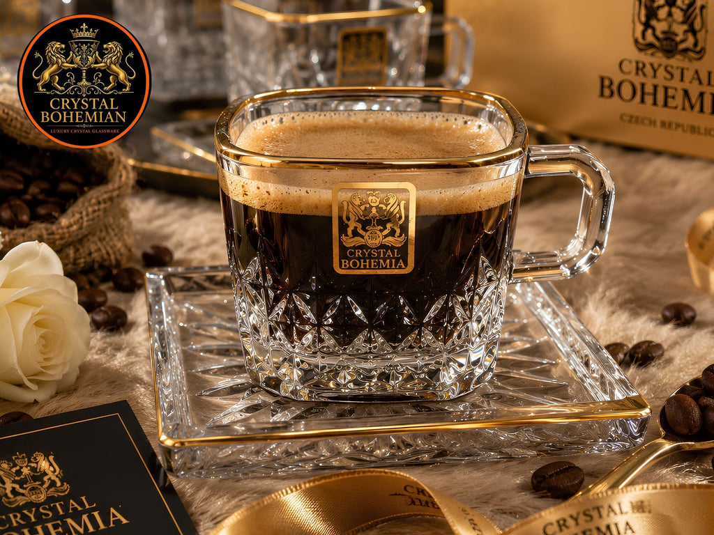 طقم قهوة بالطبق كريستال بوهيمي فاخر 12 قطعة – CB001206