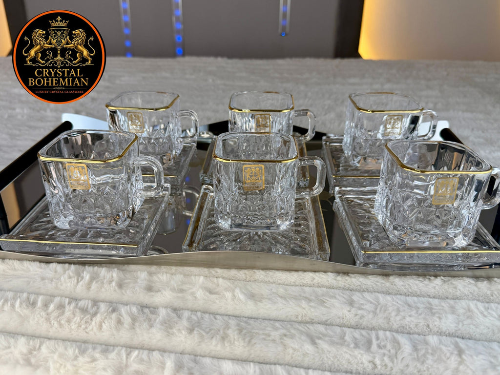 طقم قهوة بالطبق كريستال بوهيمي فاخر 12 قطعة – CB001206