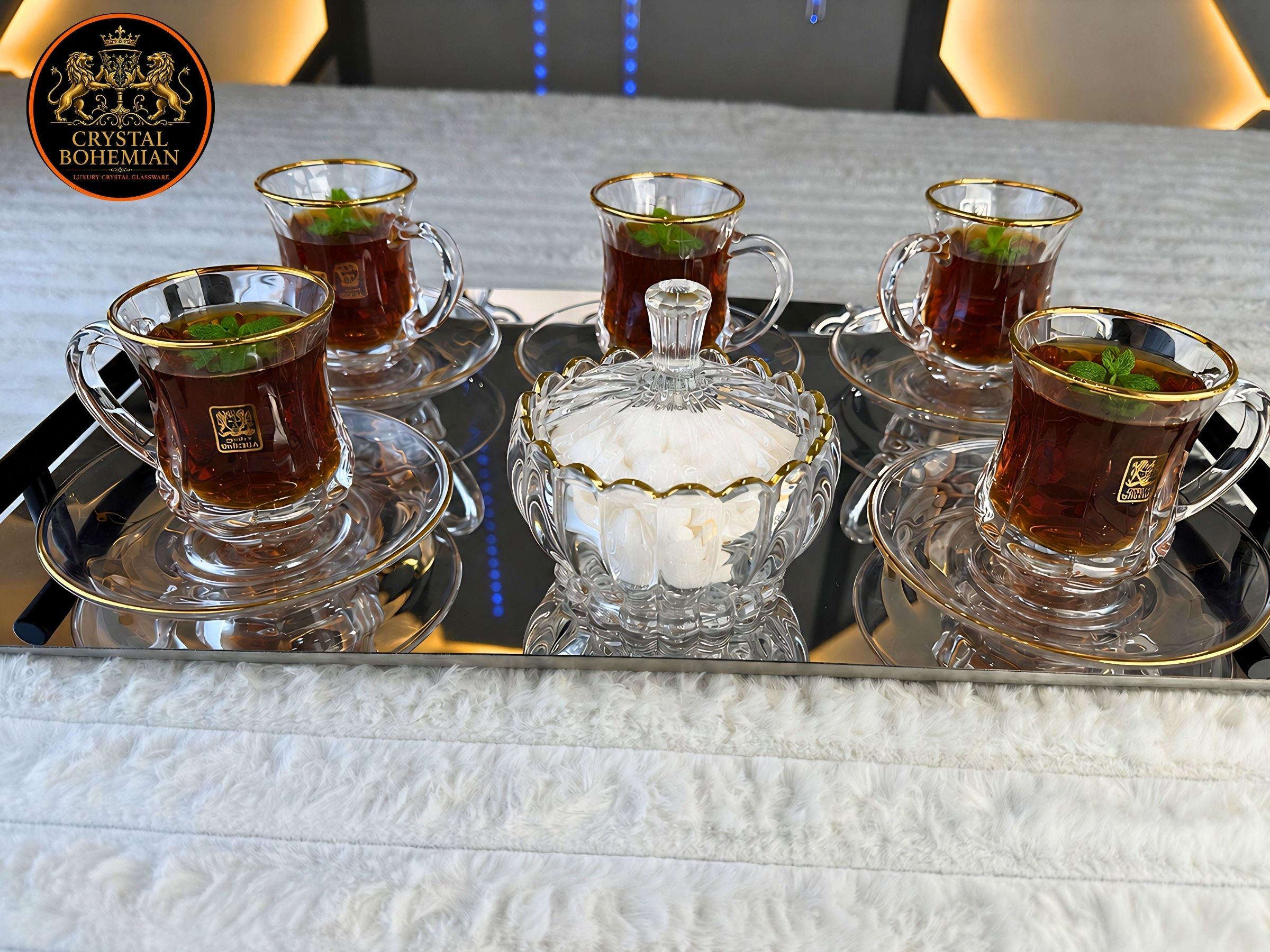 طقم شاي شمس 14 قطعة بالسكريه – CB001187