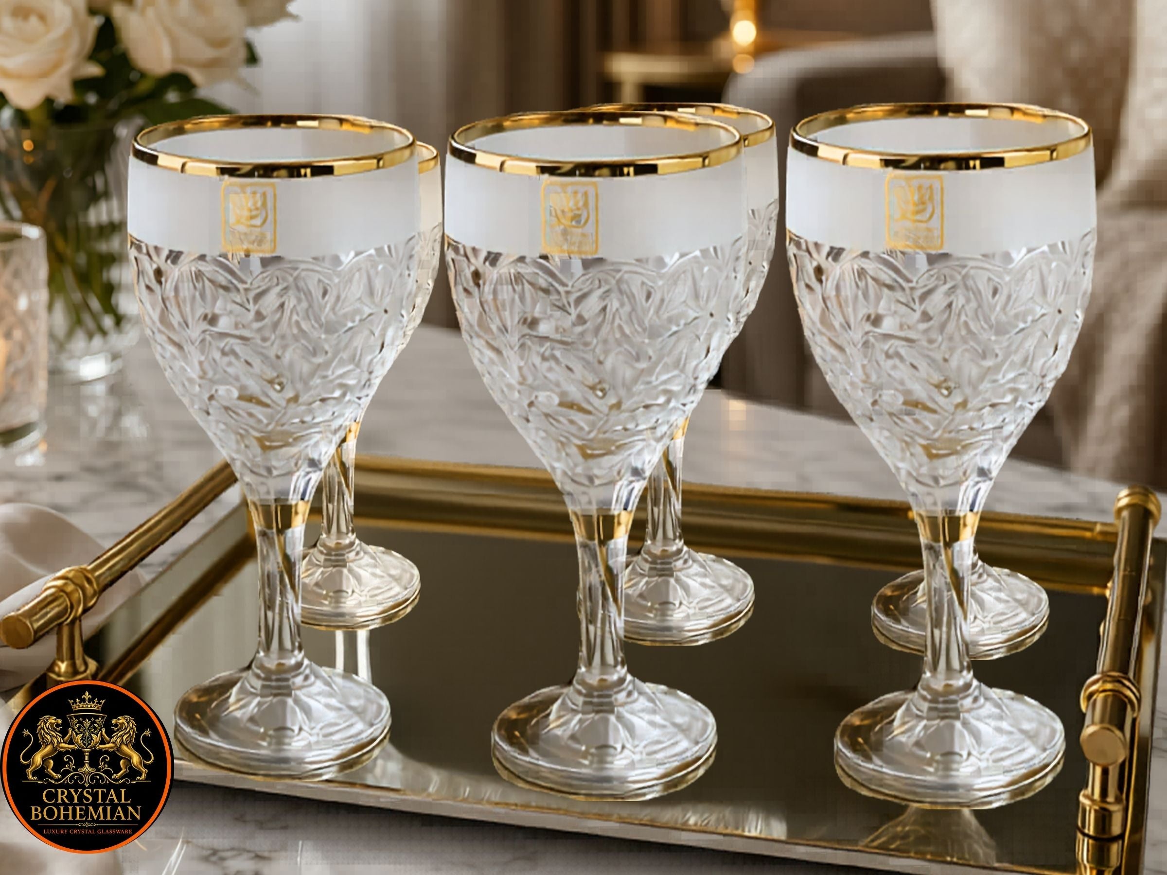 طقم كاسات نيكوليت رمل ذهبي 6 قطعة - CB001190