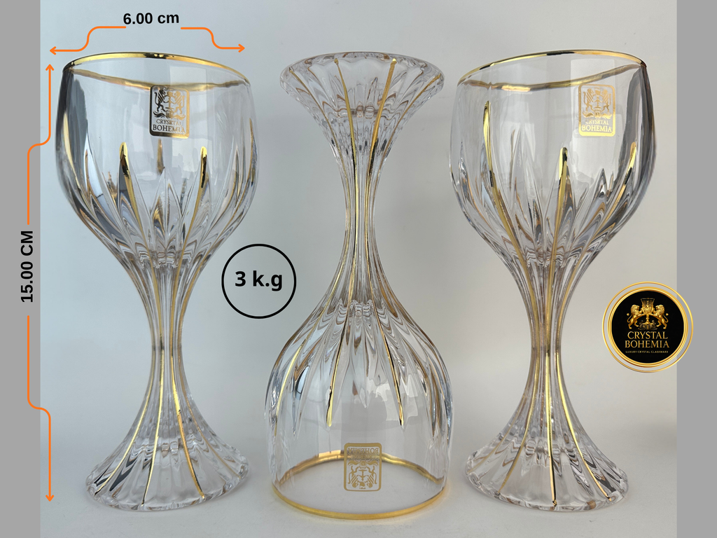 مقاسات أطقم كاسات كريستال عصير بتشطيب 
 ذهبي