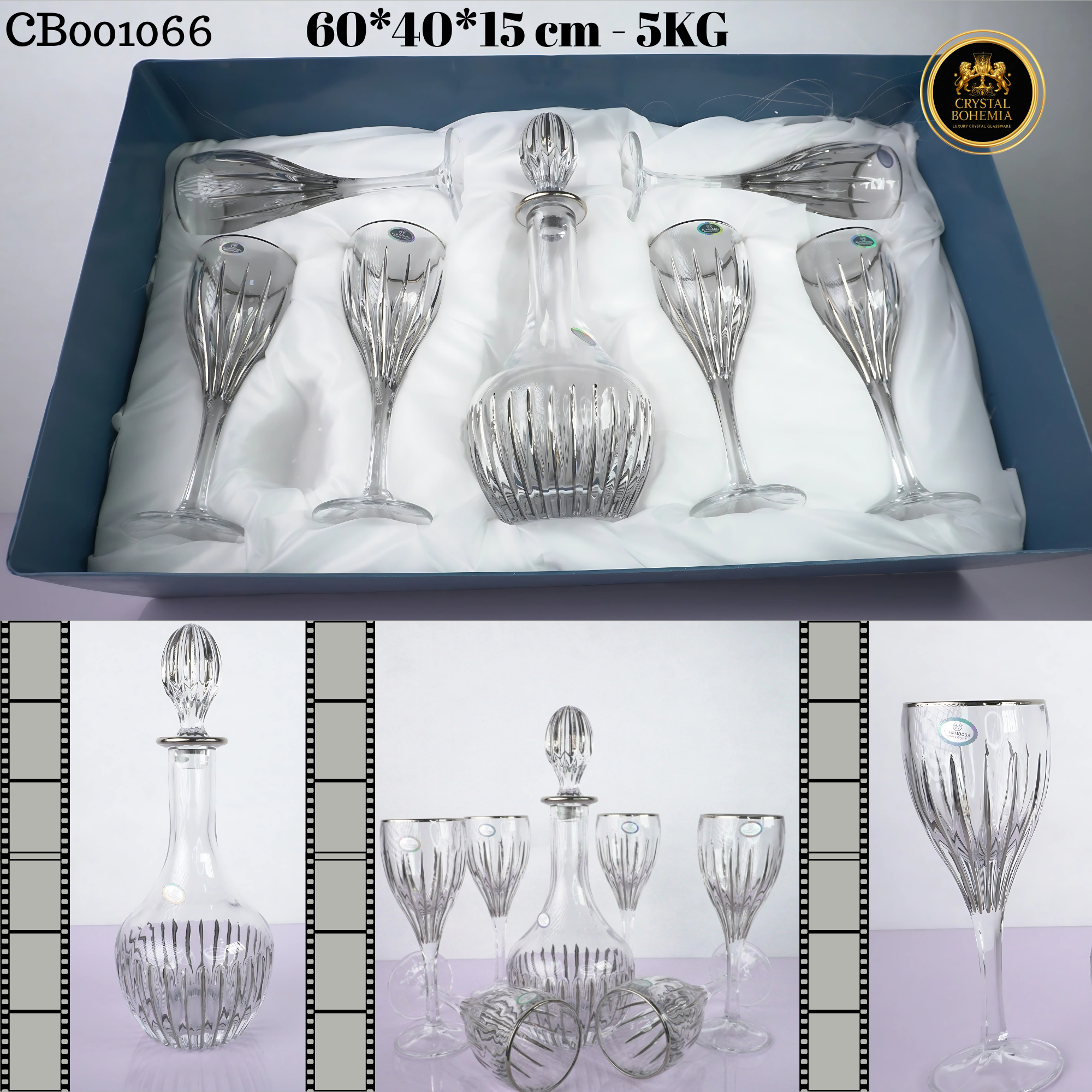 طقم كاسات كريستال بوهيمي أصلي 7 قطع CB001066