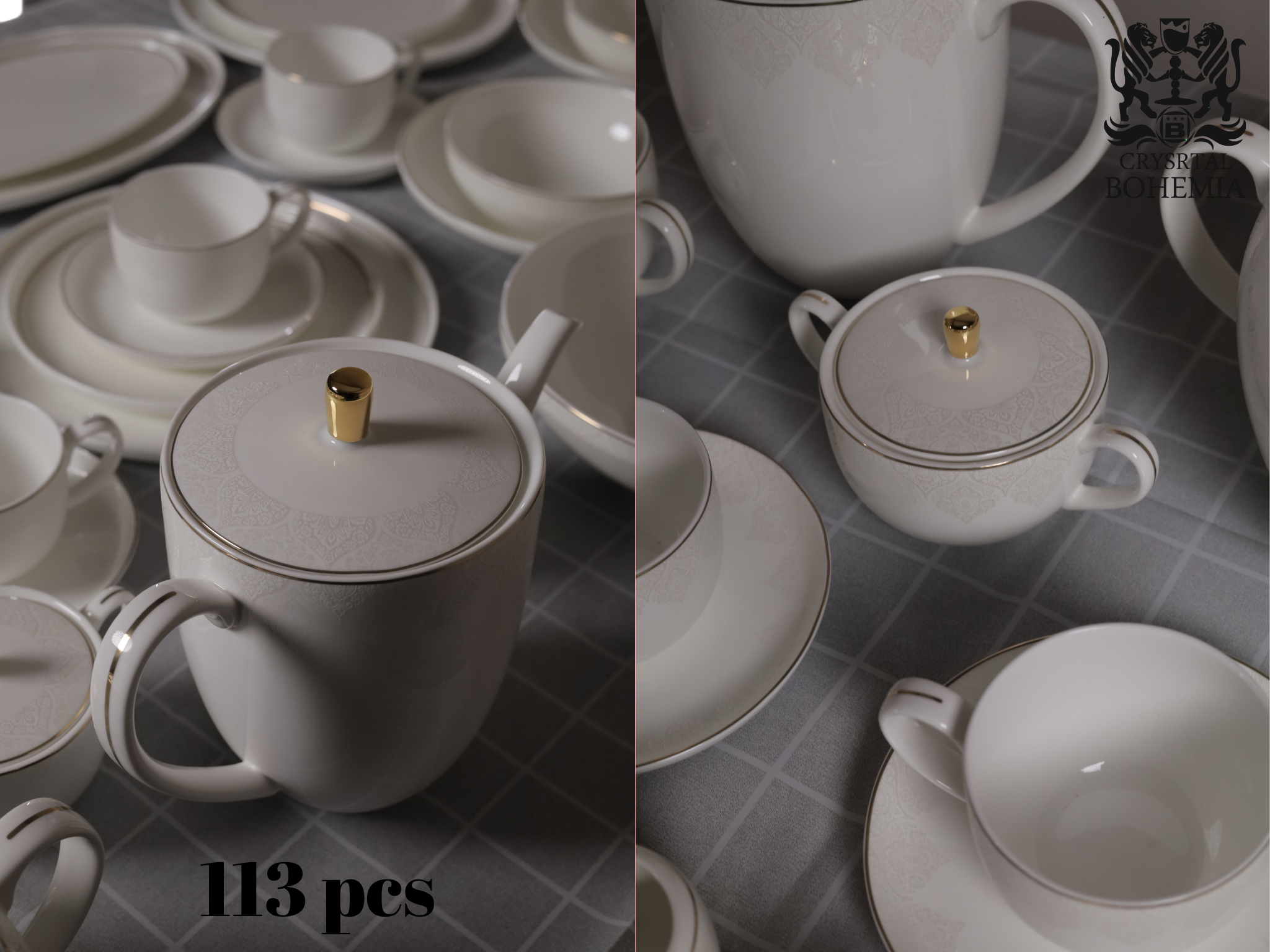 طقم سفرة بورسلين فاخر 113 قطعة
