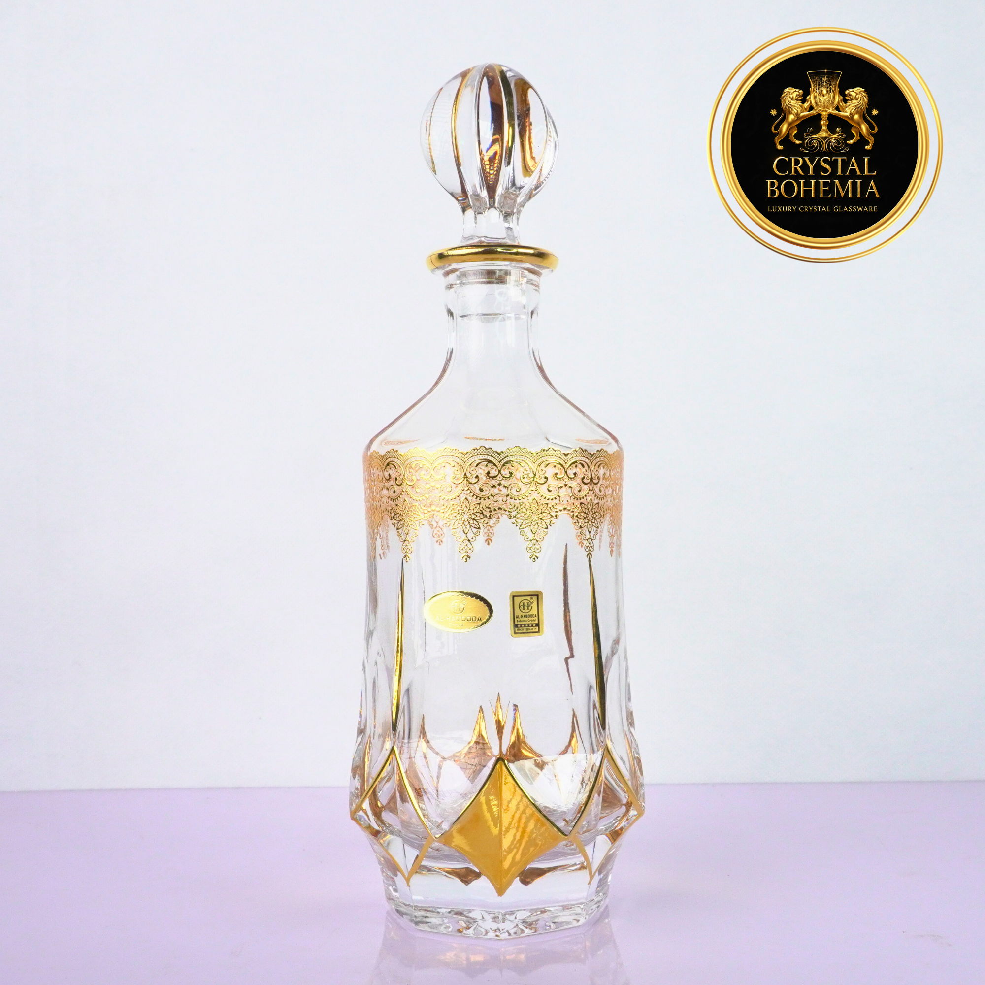طقم كاسات كريستال بوهيمي مطلي بالذهب 7 قطع CB001068