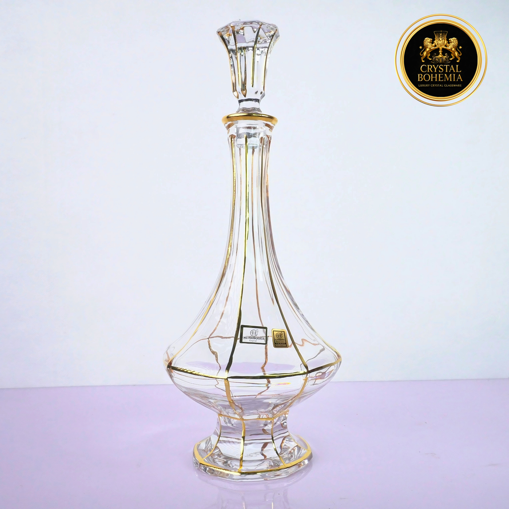 طقم كاسات كريستال بوهيمي ذهبي 7 قطع CB001069