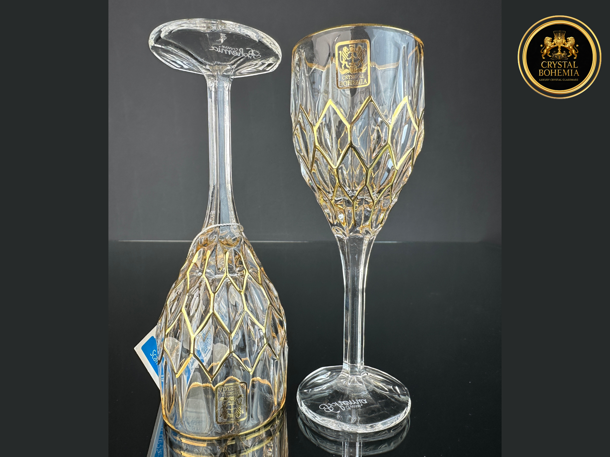 كاسات كريستال بوهيمي للتقديم الراقي بتصميم عش النحل