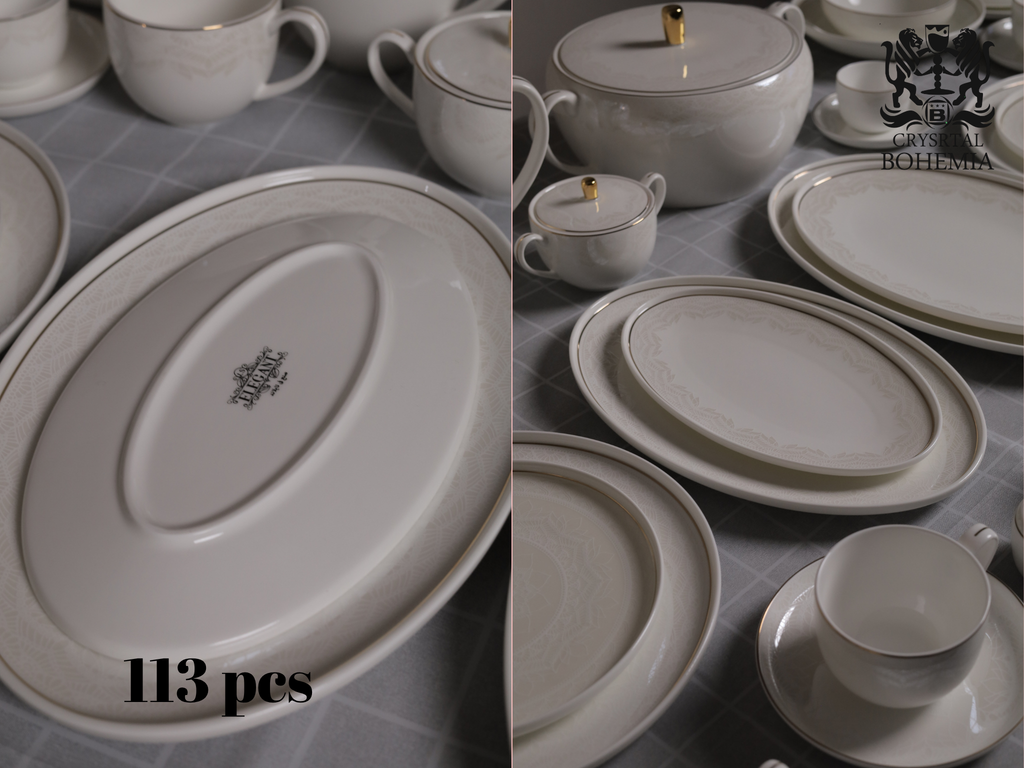 طقم سفرة بورسلين فاخر 113 قطعة
