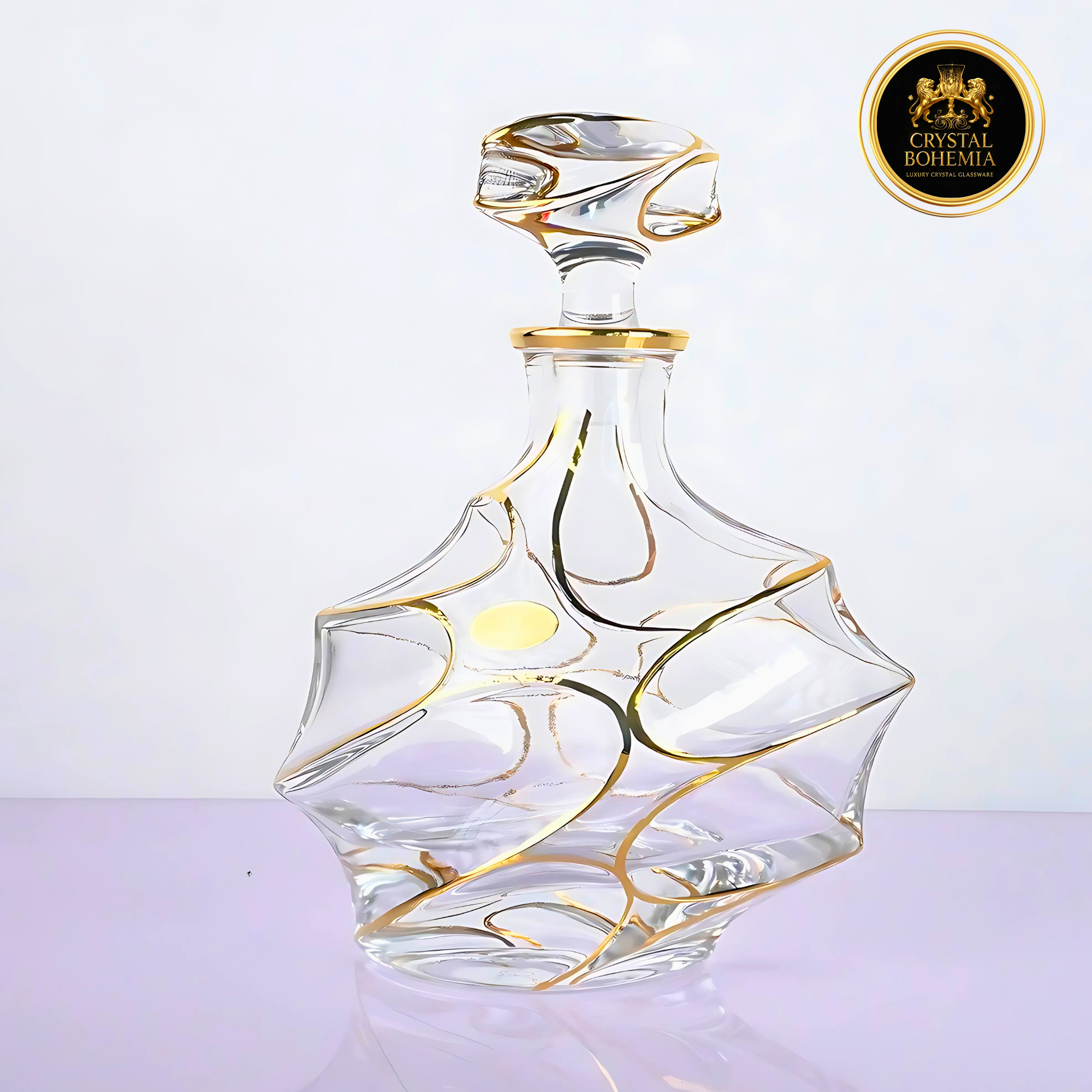 طقم كاسات كريستال بوهيمي  ملكي ذهبي 7 قطع CB001070