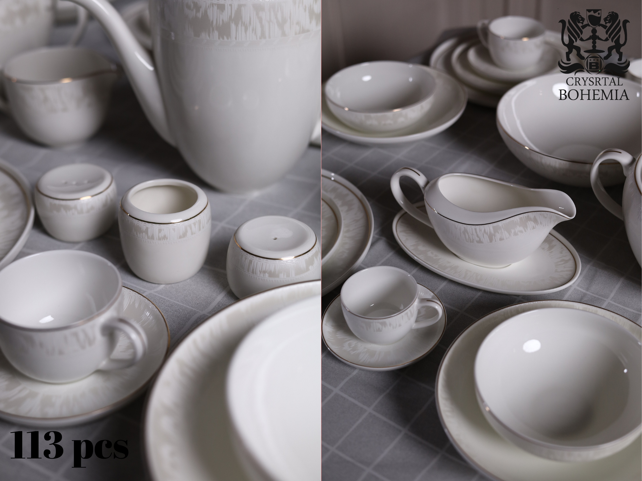 طقم سفرة بورسلين فاخر 113 قطعة
