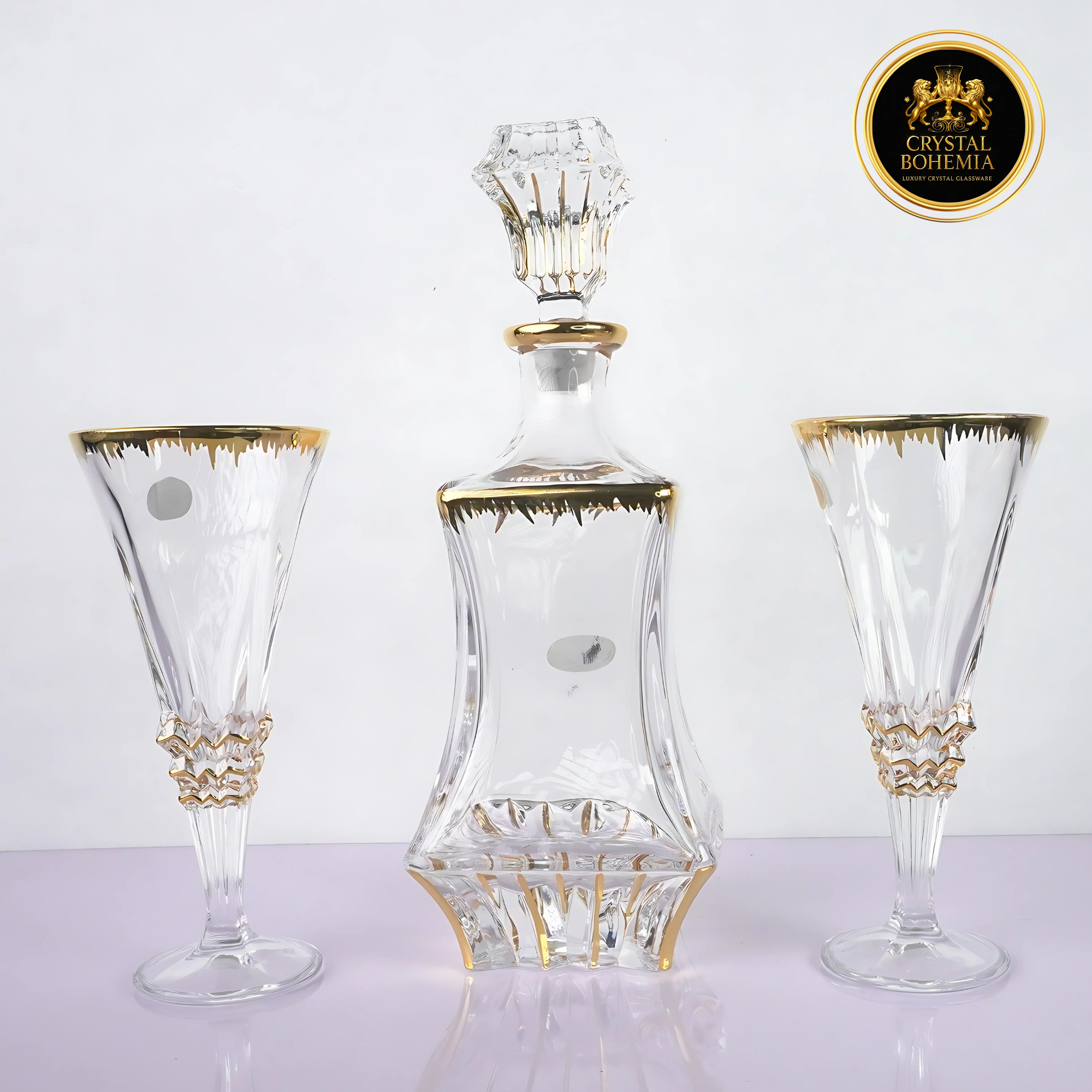 طقم كاسات كريستال بوهيمي مذهب 7 قطع CB001072