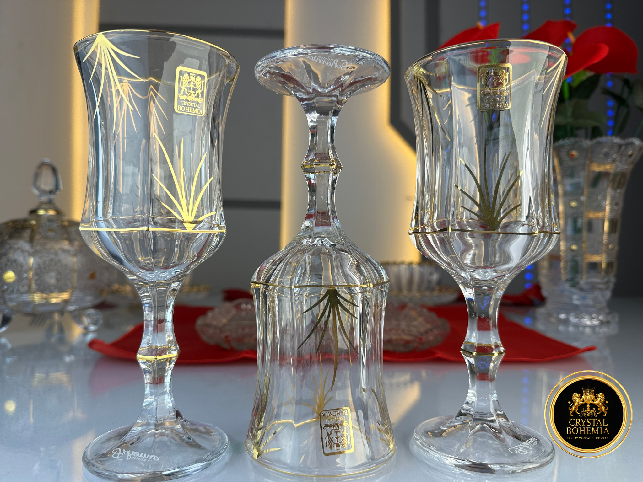 كاسات كريستال بوهيمي متمن للتقديم الراقي