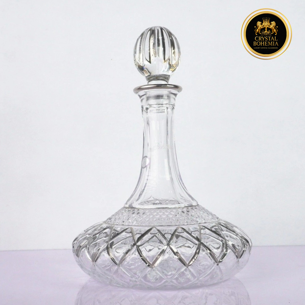 طقم كاسات كريستال بوهيمي  بزخرفة فضية 7 قطع CB001074