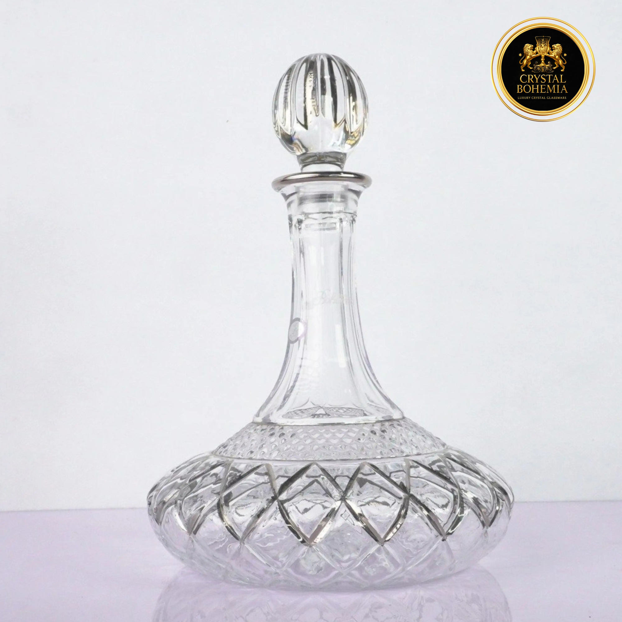 طقم كاسات كريستال بوهيمي  بزخرفة فضية 7 قطع CB001074