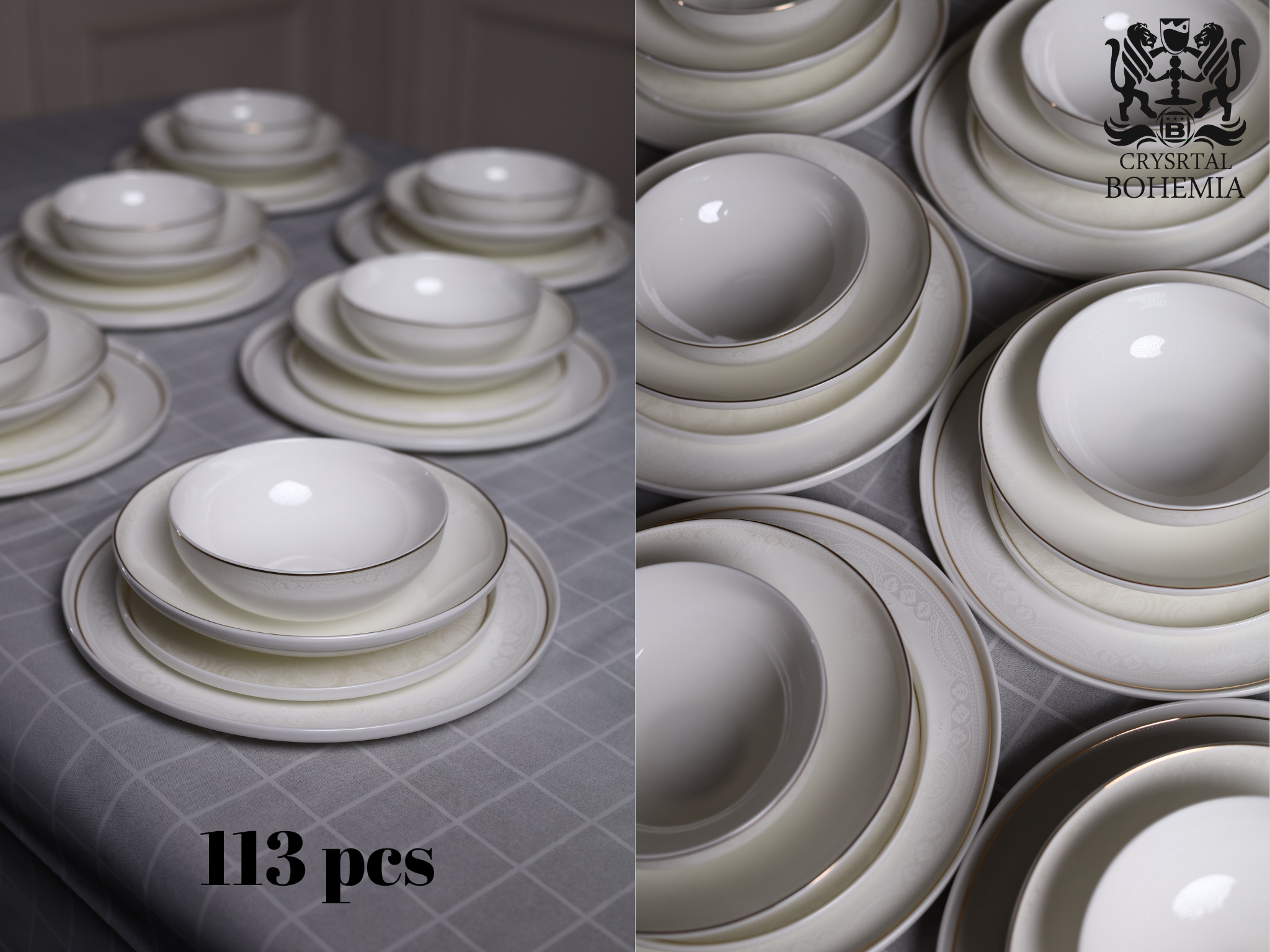 طقم سفرة بورسلين فاخر 113 قطعة
