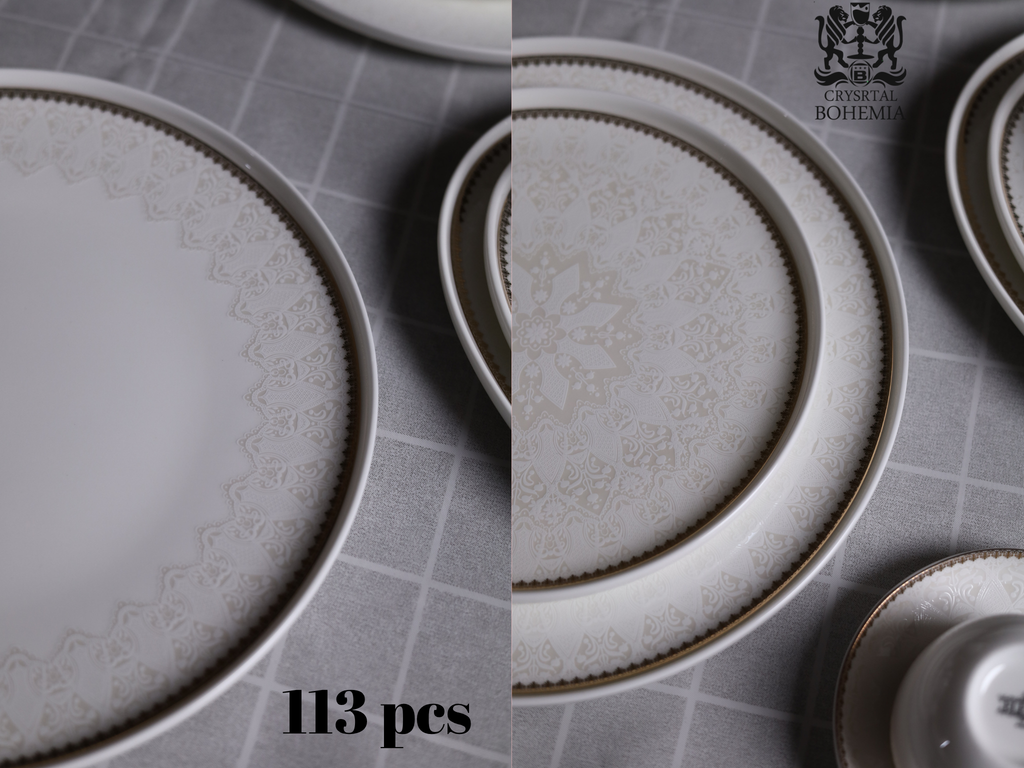 طقم سفرة بورسلين فاخر 113 قطعة
