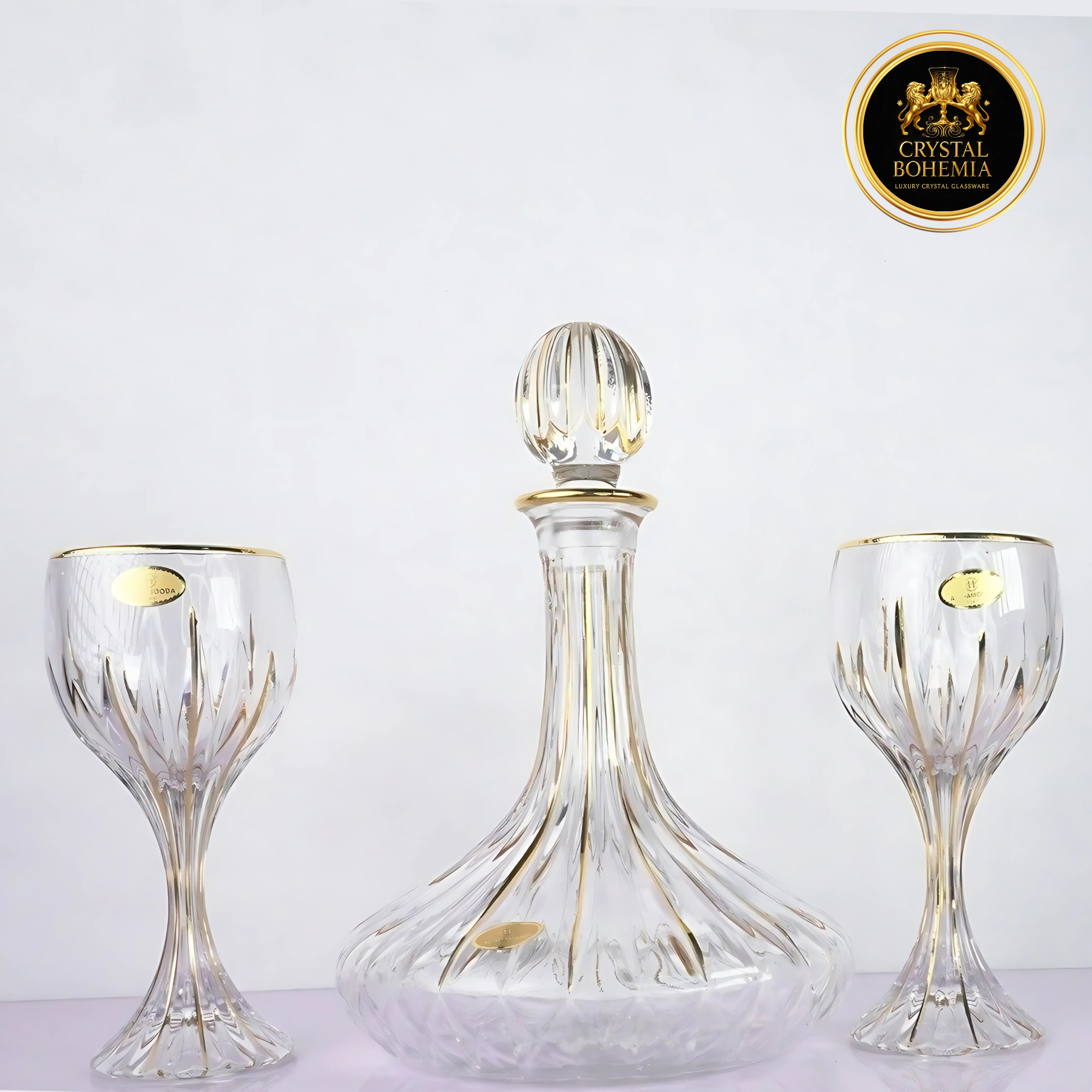 طقم شربات كريستال بوهيمي  ذهبي 7 قطع CB001077