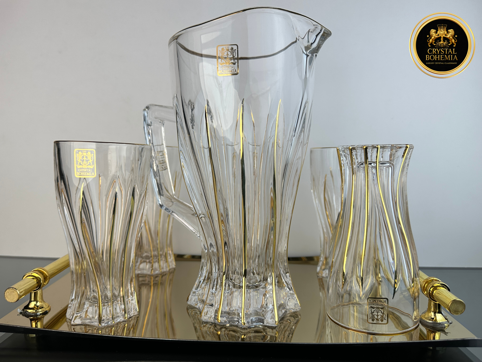 طقم شربات كريستال بوهيمي مع دورق للتقديم الراقي