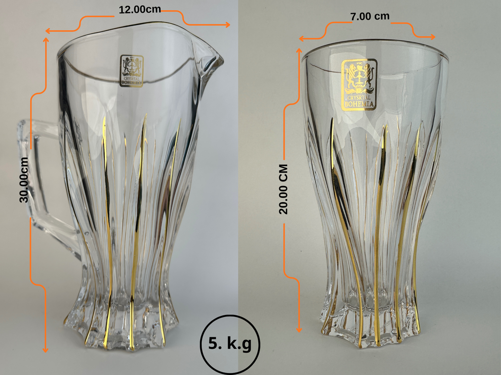 مقاس طقم شربات كريستال بوهيمي شوب ودورق للضيافة الأنيقة
